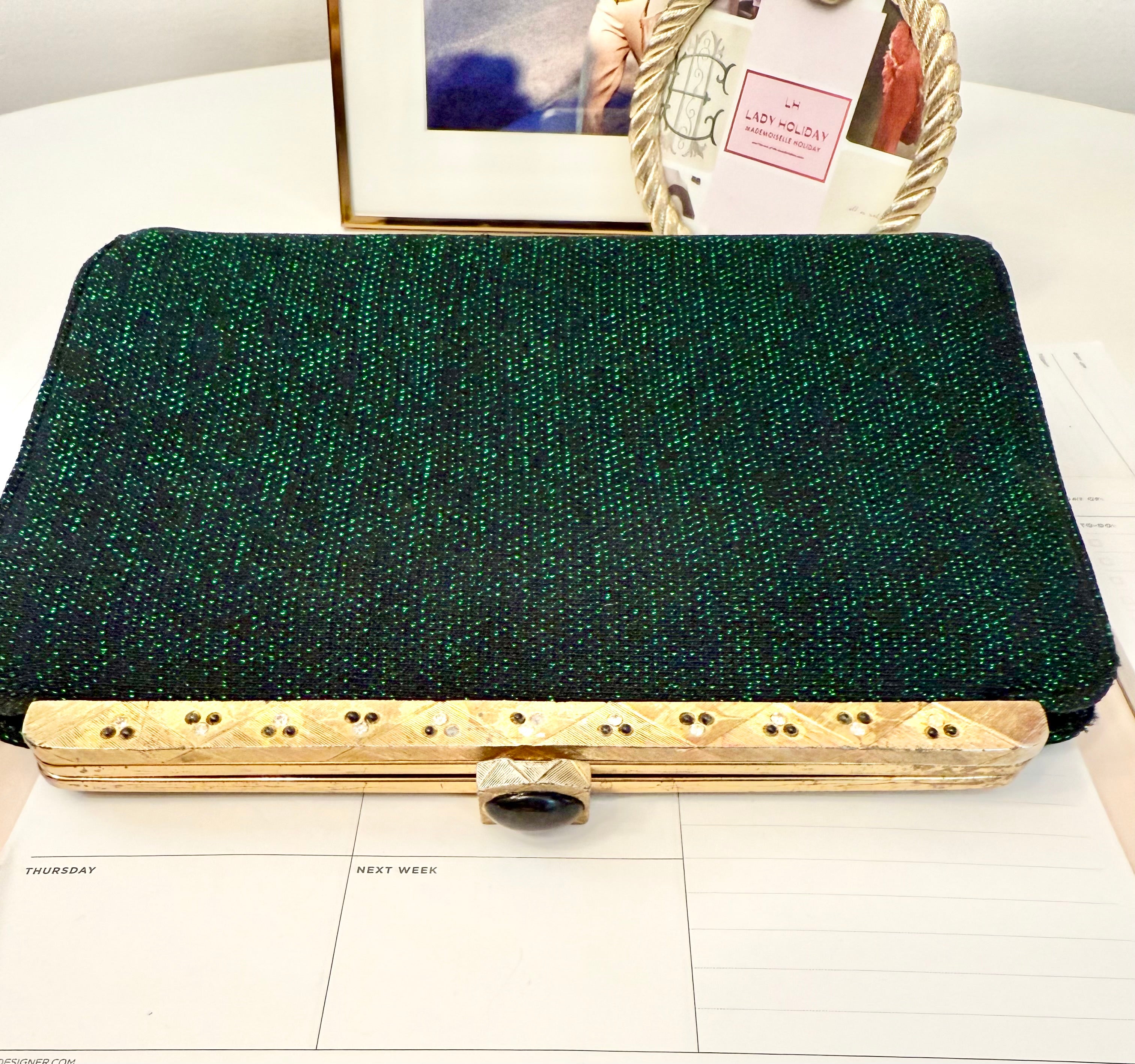 1960's Emerald green delightful evening bag.... so elegant