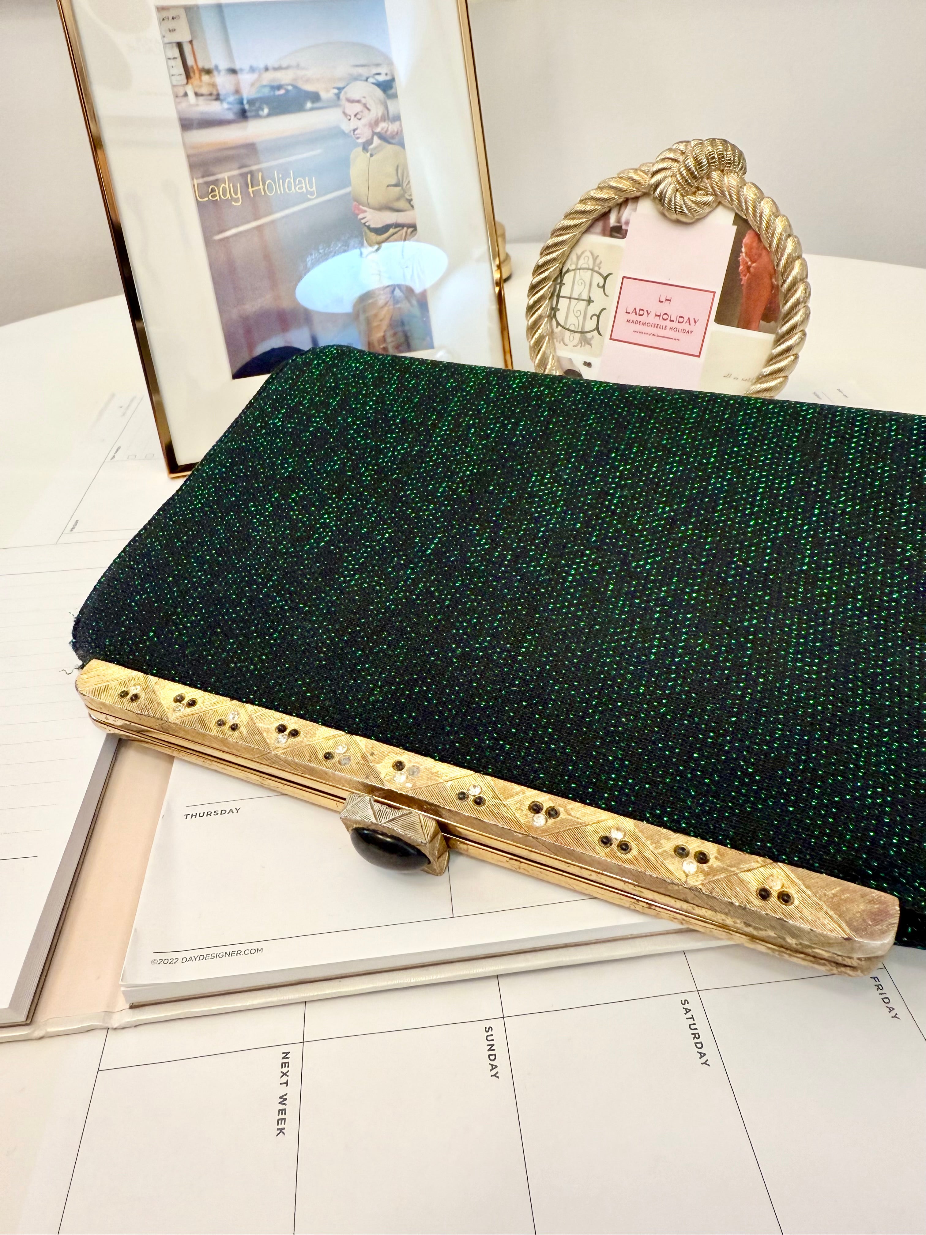 1960's Emerald green delightful evening bag.... so elegant