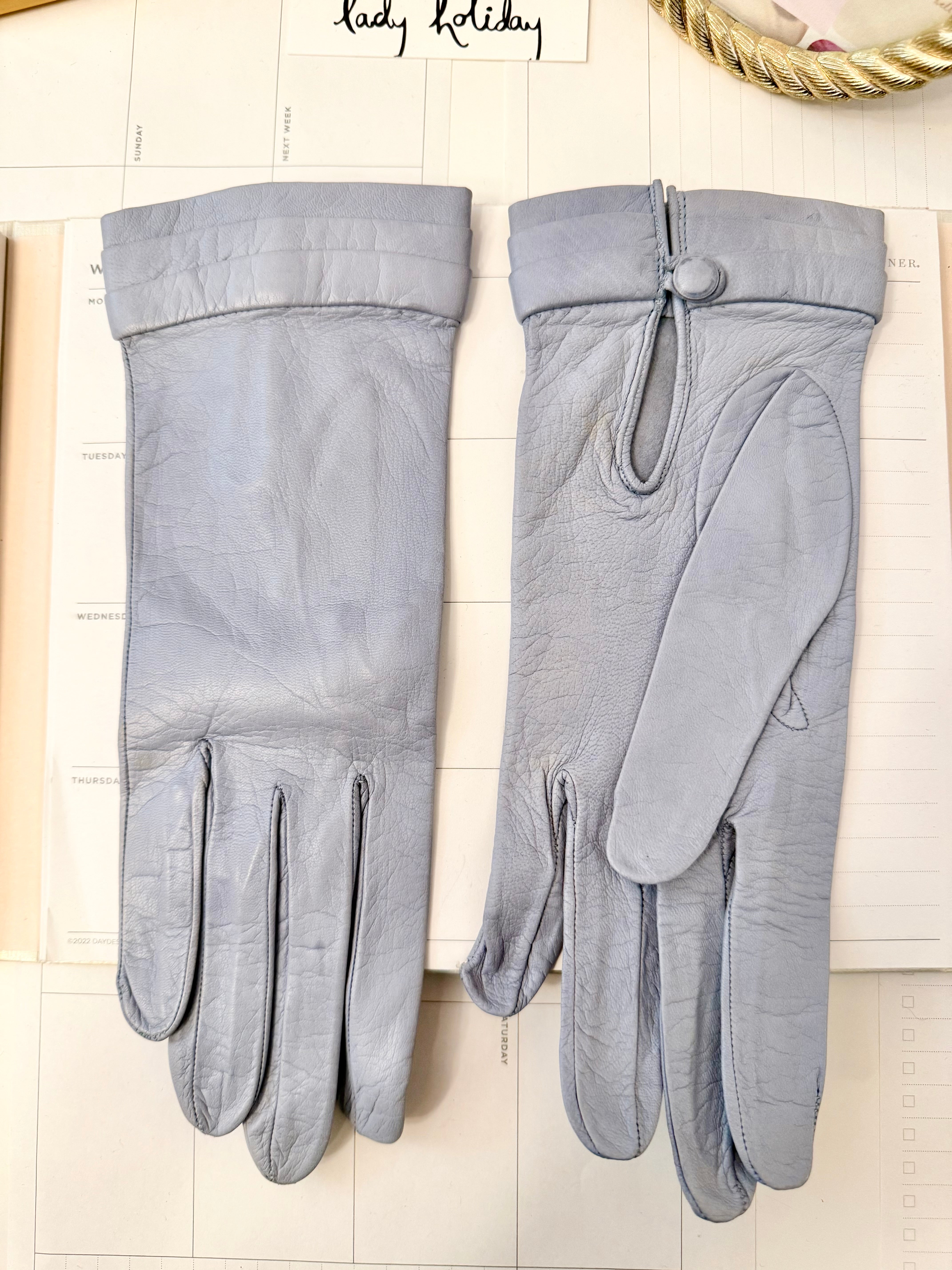 1960's soft blue calf leather dress gloves... so charming