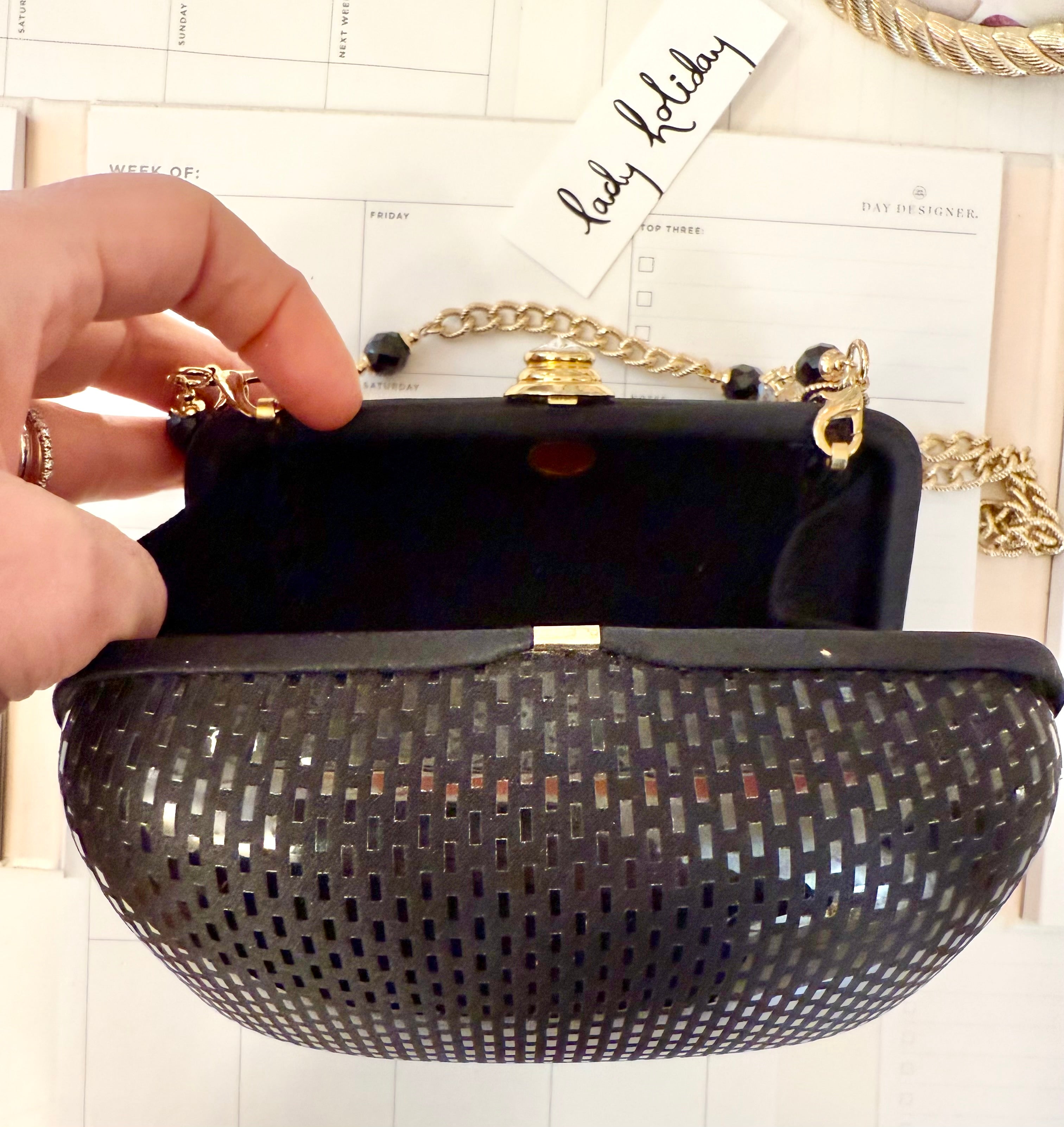 Vintage Made in Italy hard case purse with St. John chain.... so extraordinary