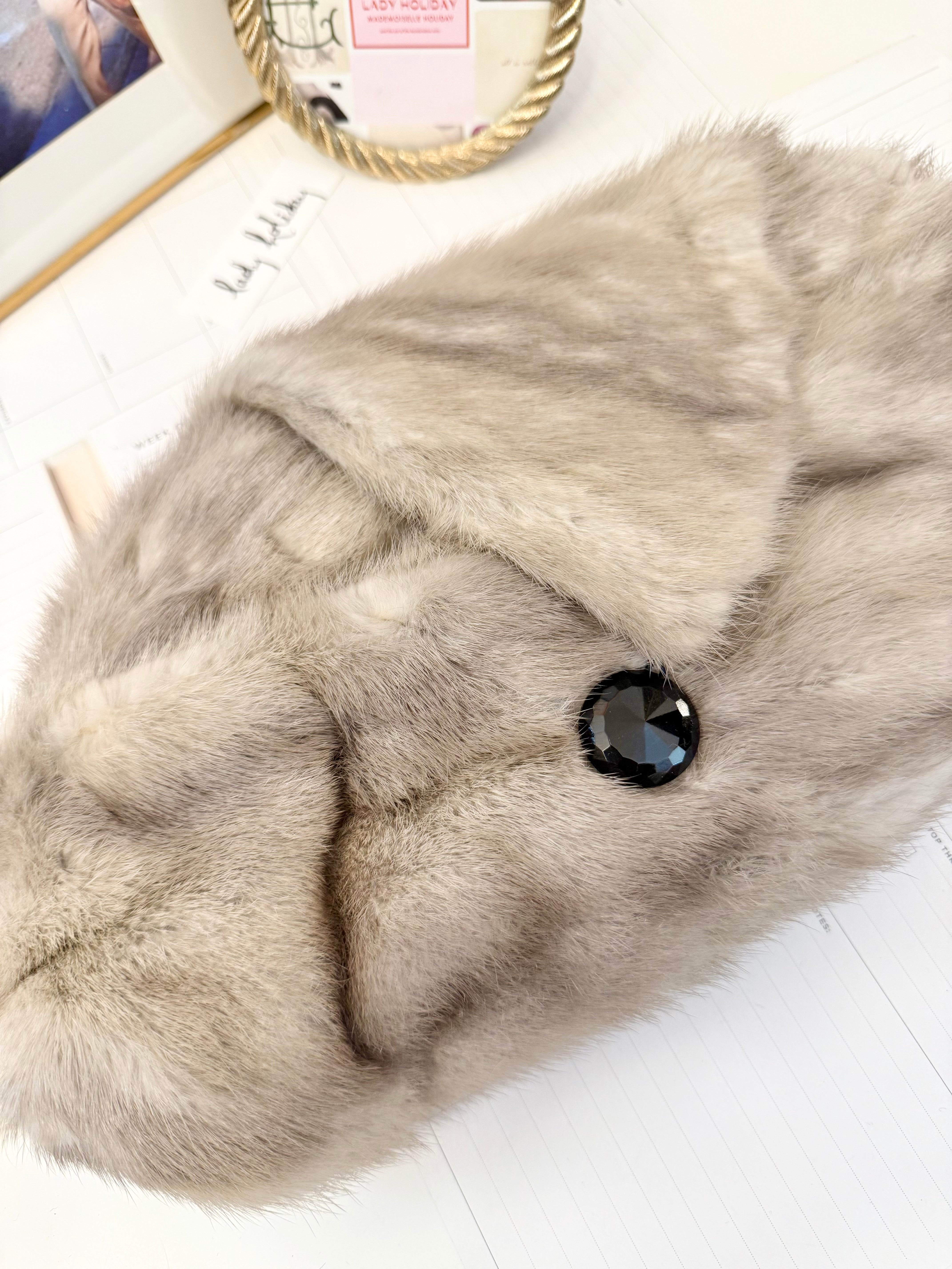 Vintage handmade gray mink clutch bag.... so unique