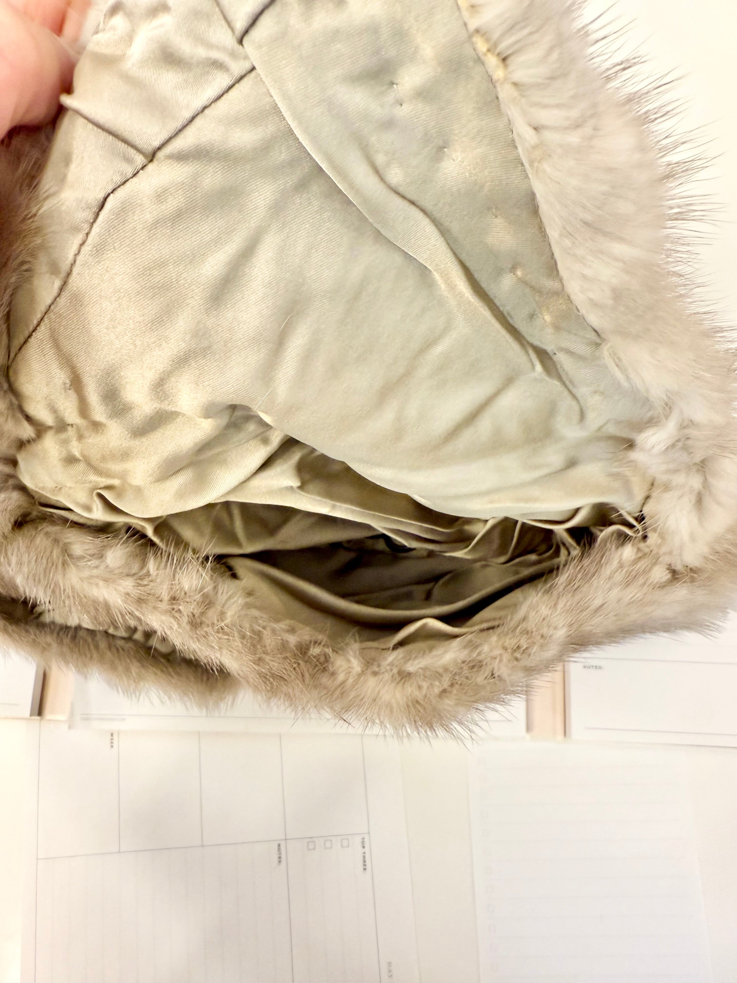 Vintage handmade gray mink clutch bag.... so unique