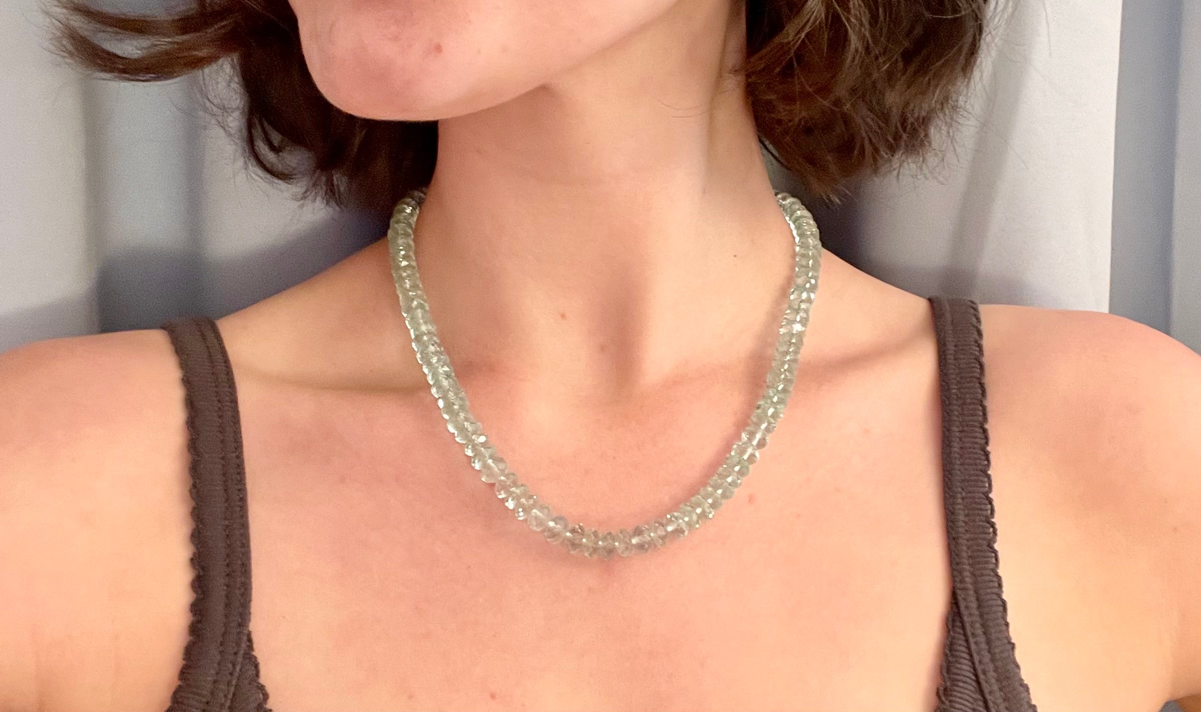 Italian aquamarine cut glass stunning necklace....