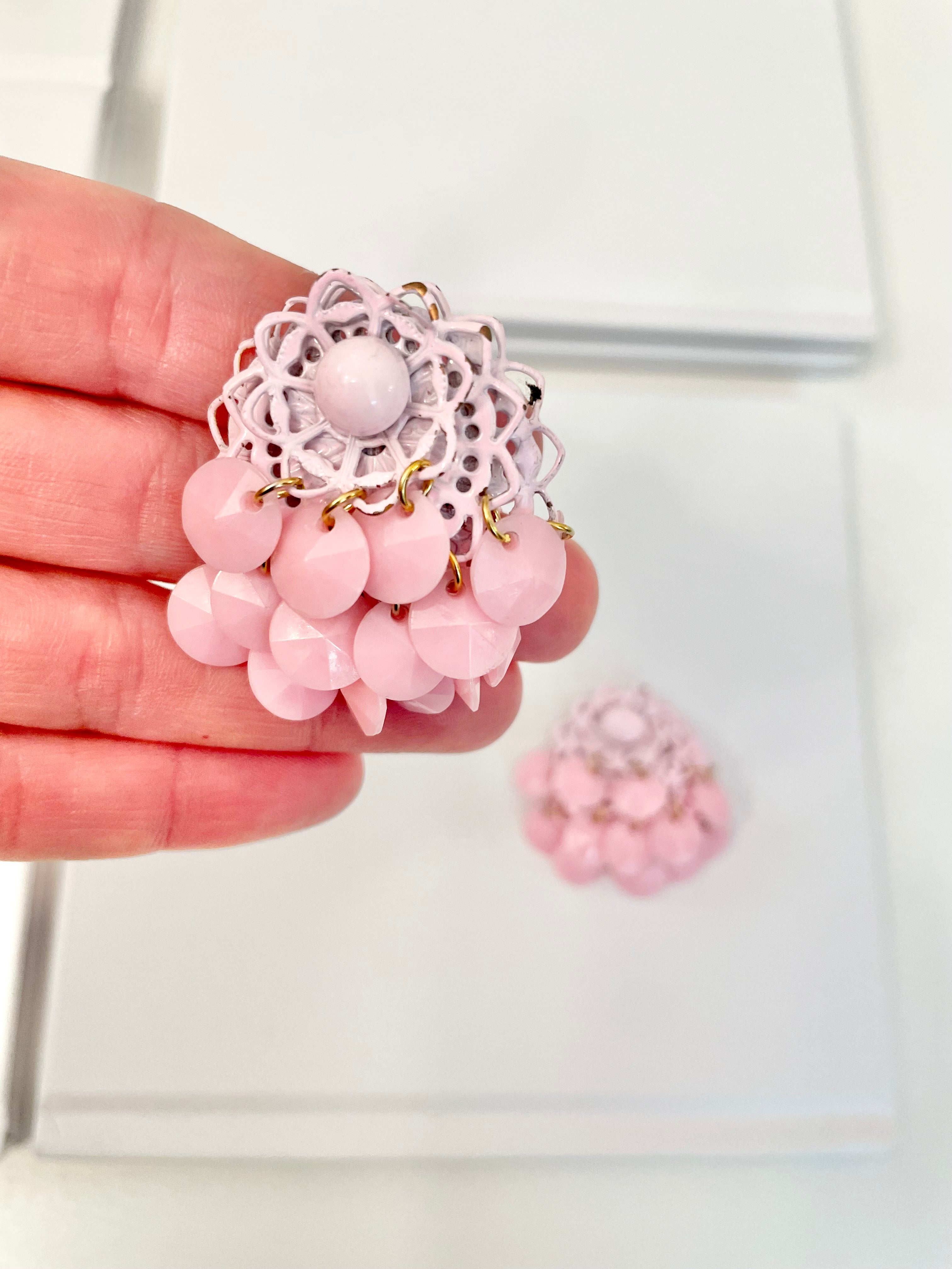 The Flirty gal and her pretty pink earrings! These are so feminine!