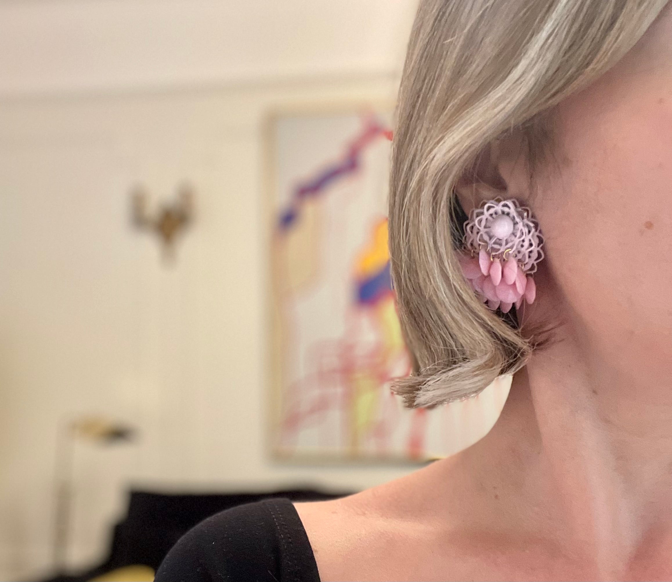The Flirty gal and her pretty pink earrings! These are so feminine!