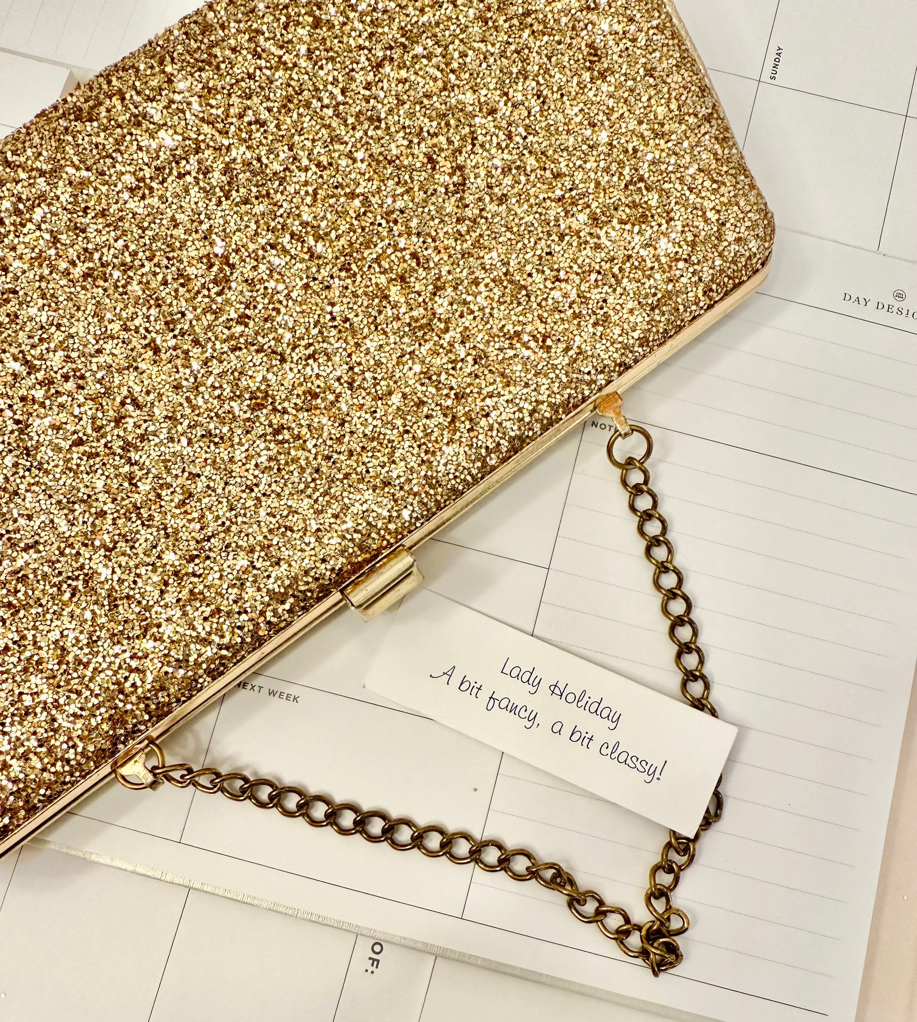 1960's party gal gold glitter clutch bag.... so sassy