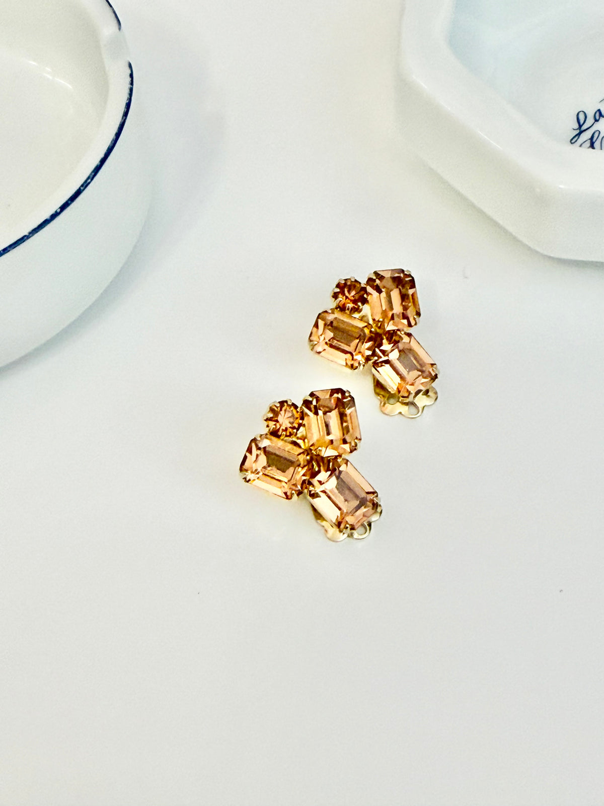 The most divine orange citrine glass earrings by Coro.... Truly classy