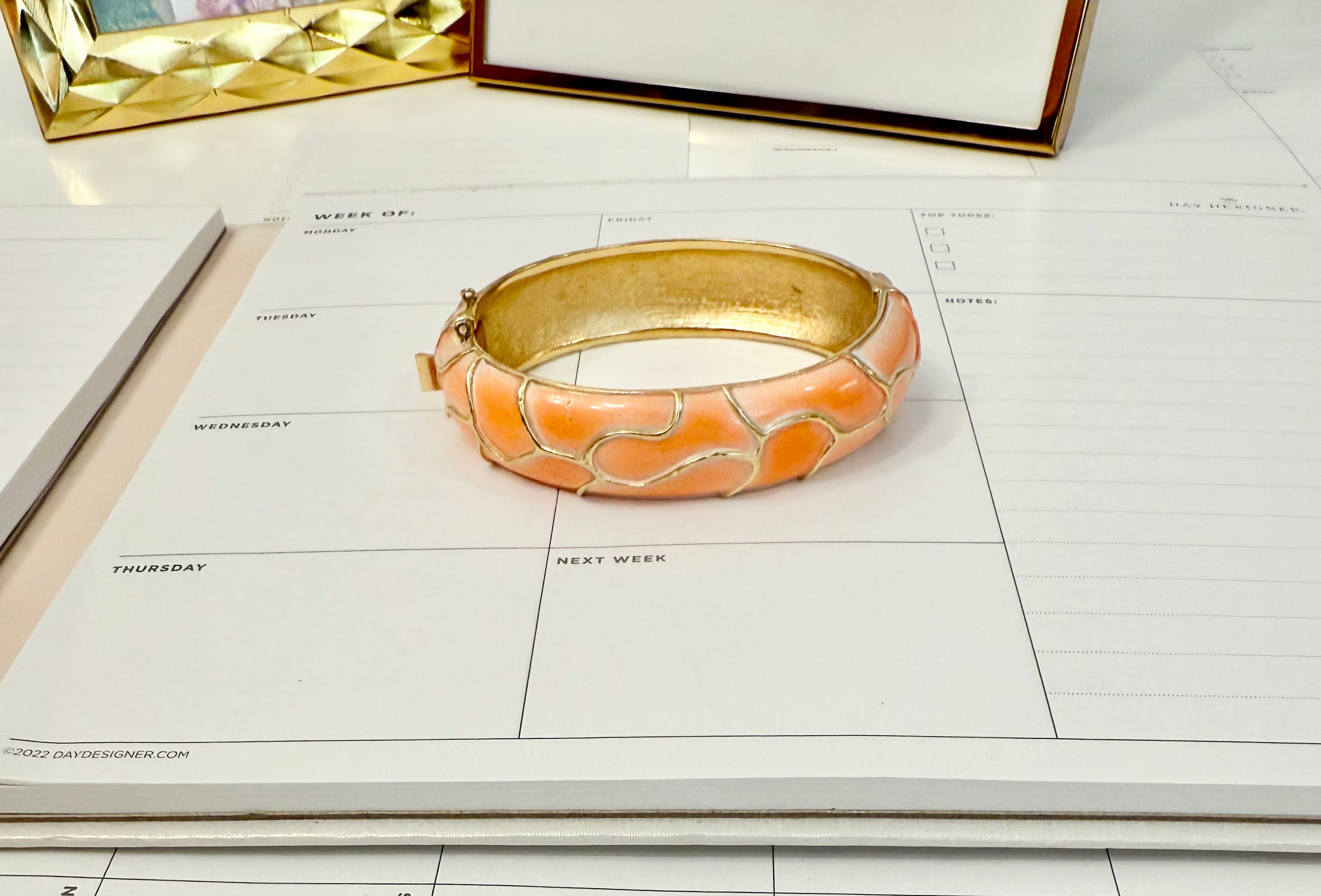 1960's Trifari coral and gold enamel bracelet... so preppy
