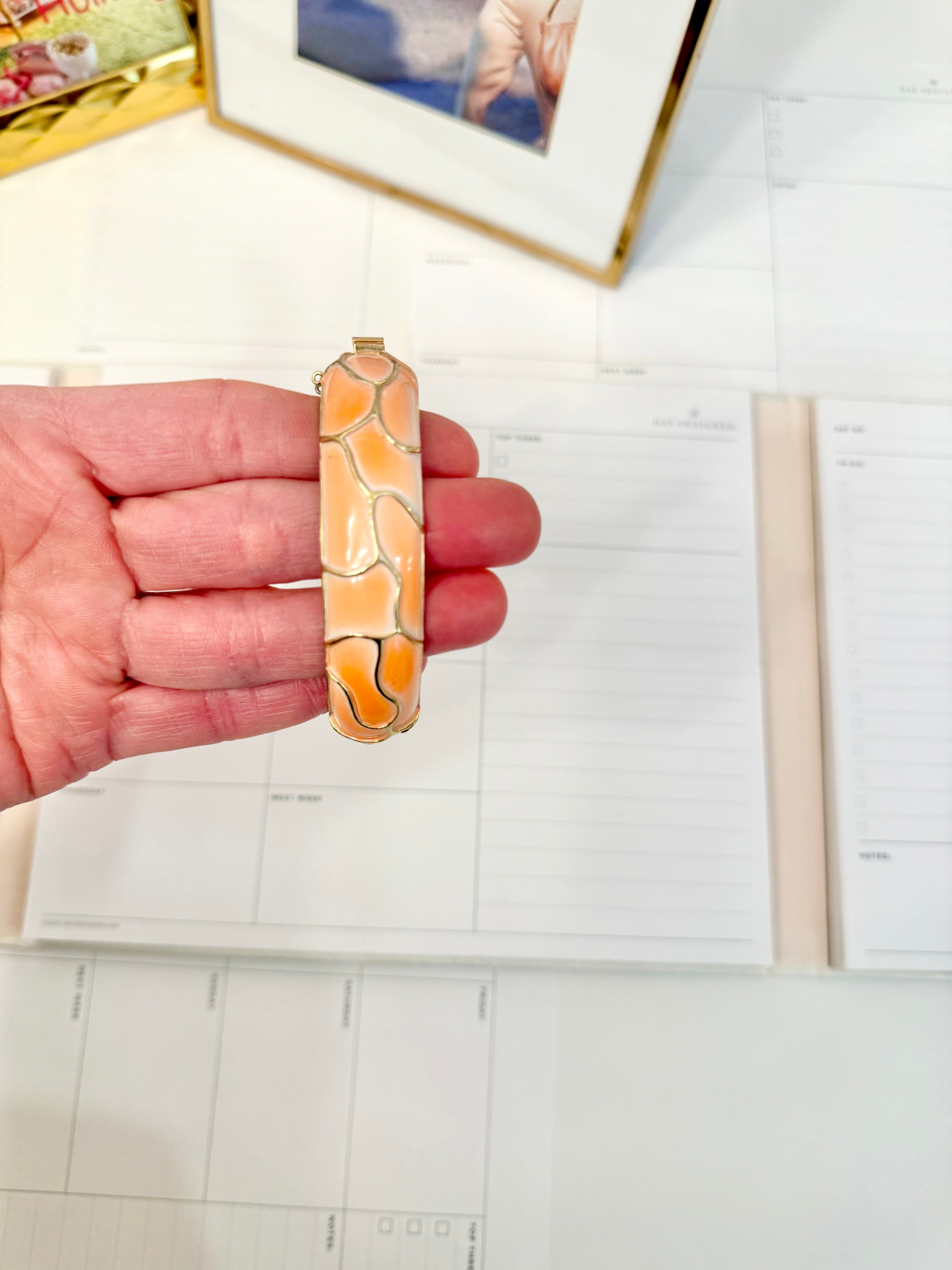 1960's Trifari coral and gold enamel bracelet... so preppy