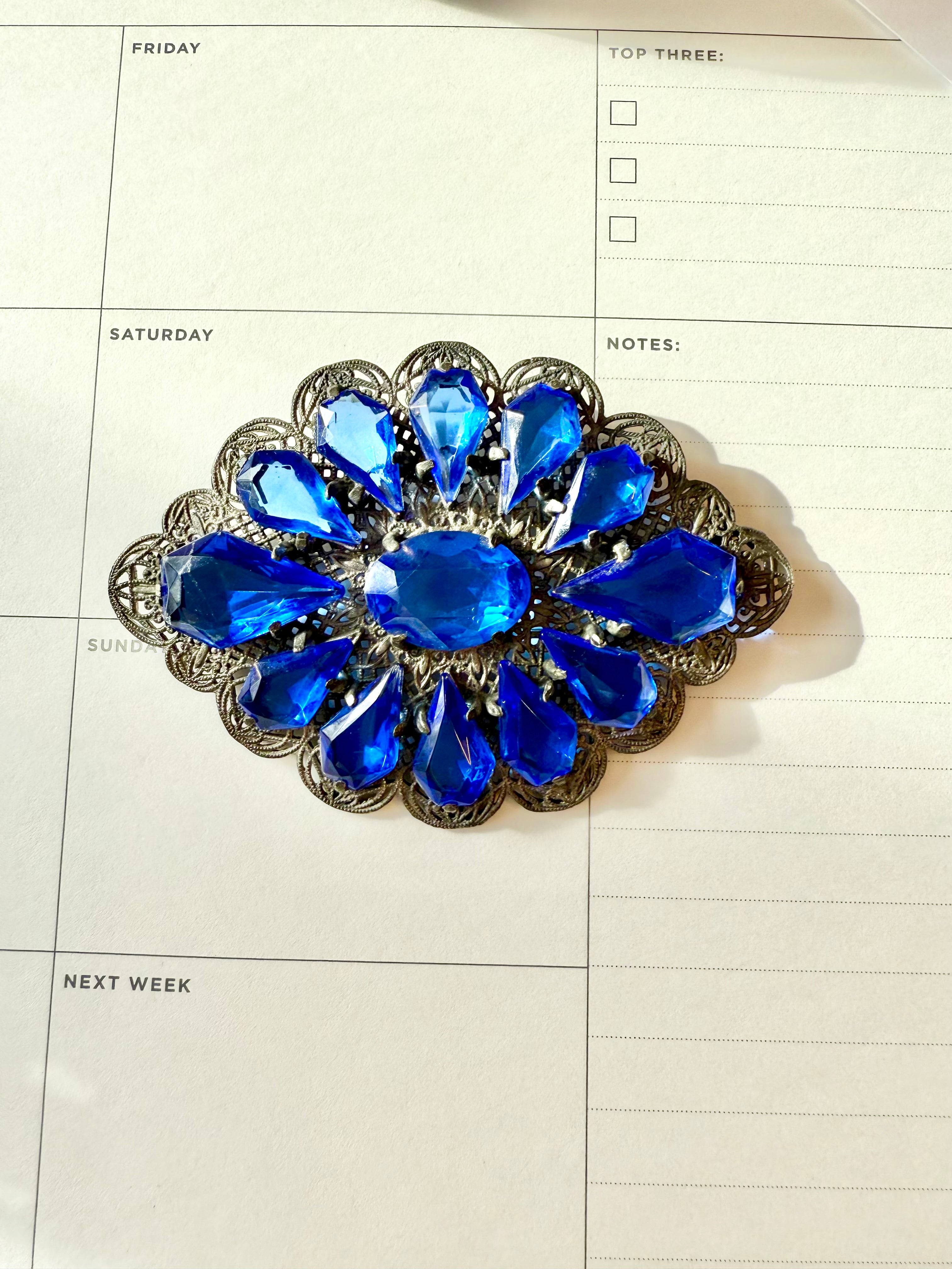 The most divine 1940's sapphire glass stunning brooch!