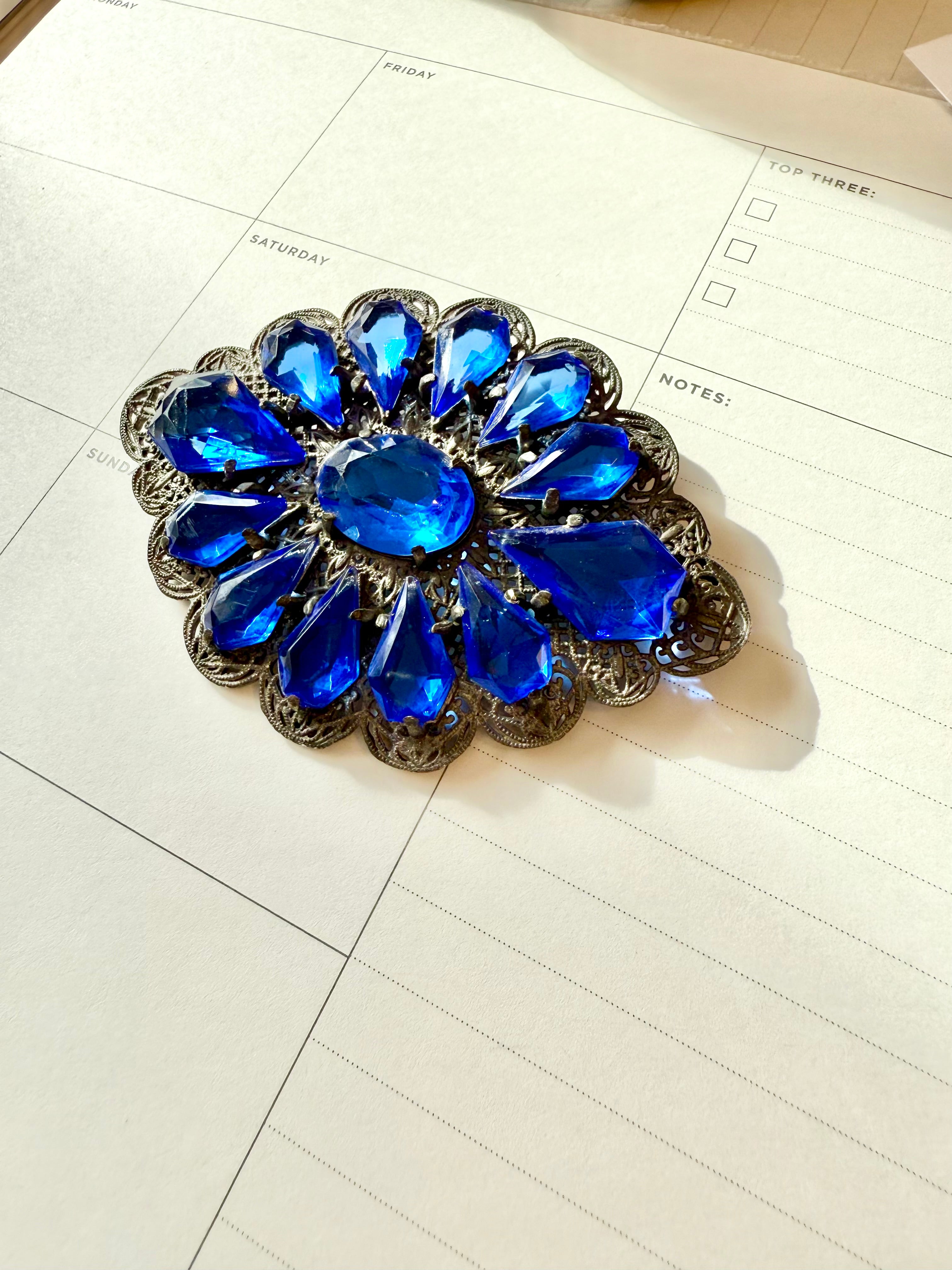 The most divine 1940's sapphire glass stunning brooch!