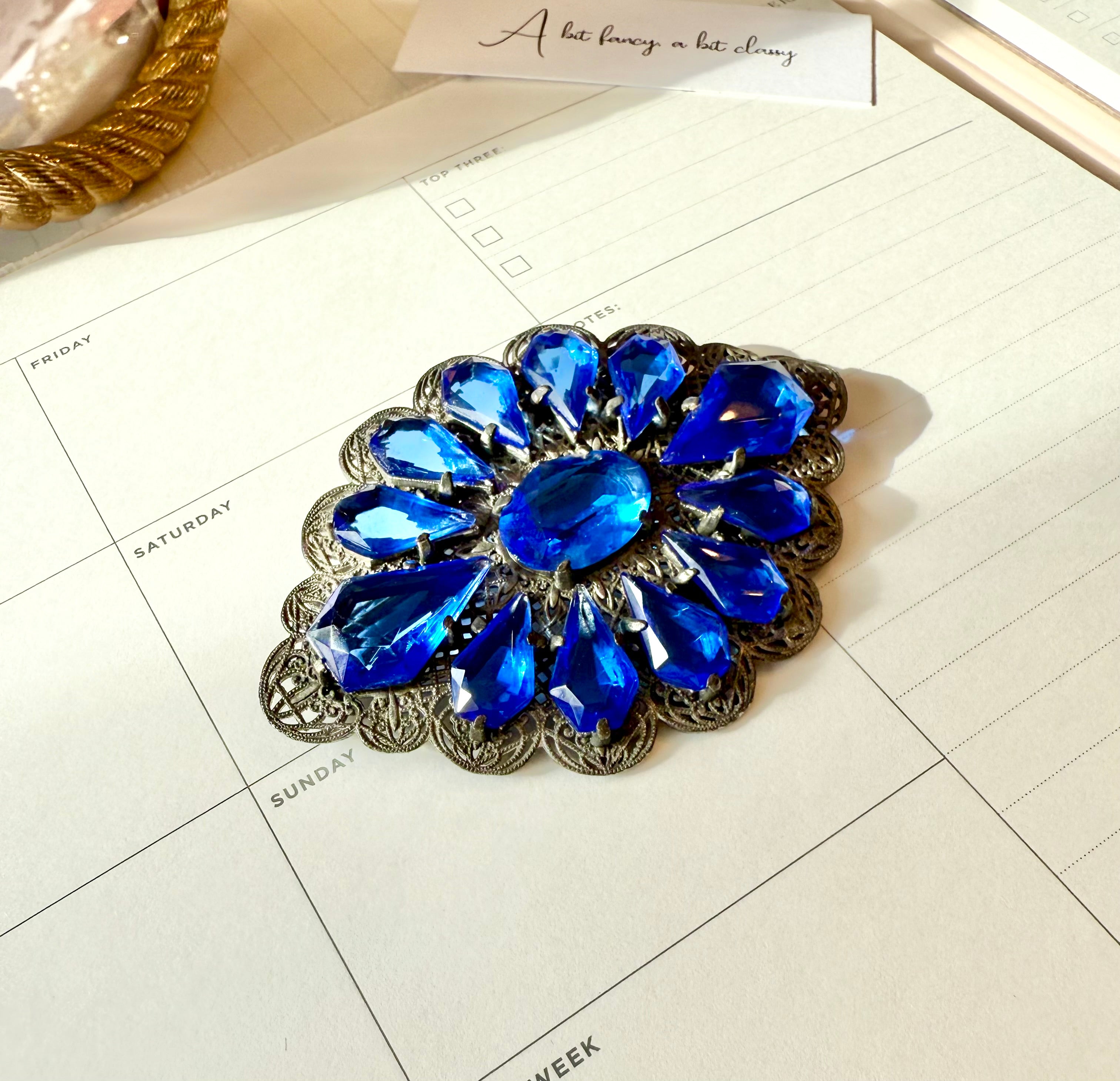 The most divine 1940's sapphire glass stunning brooch!