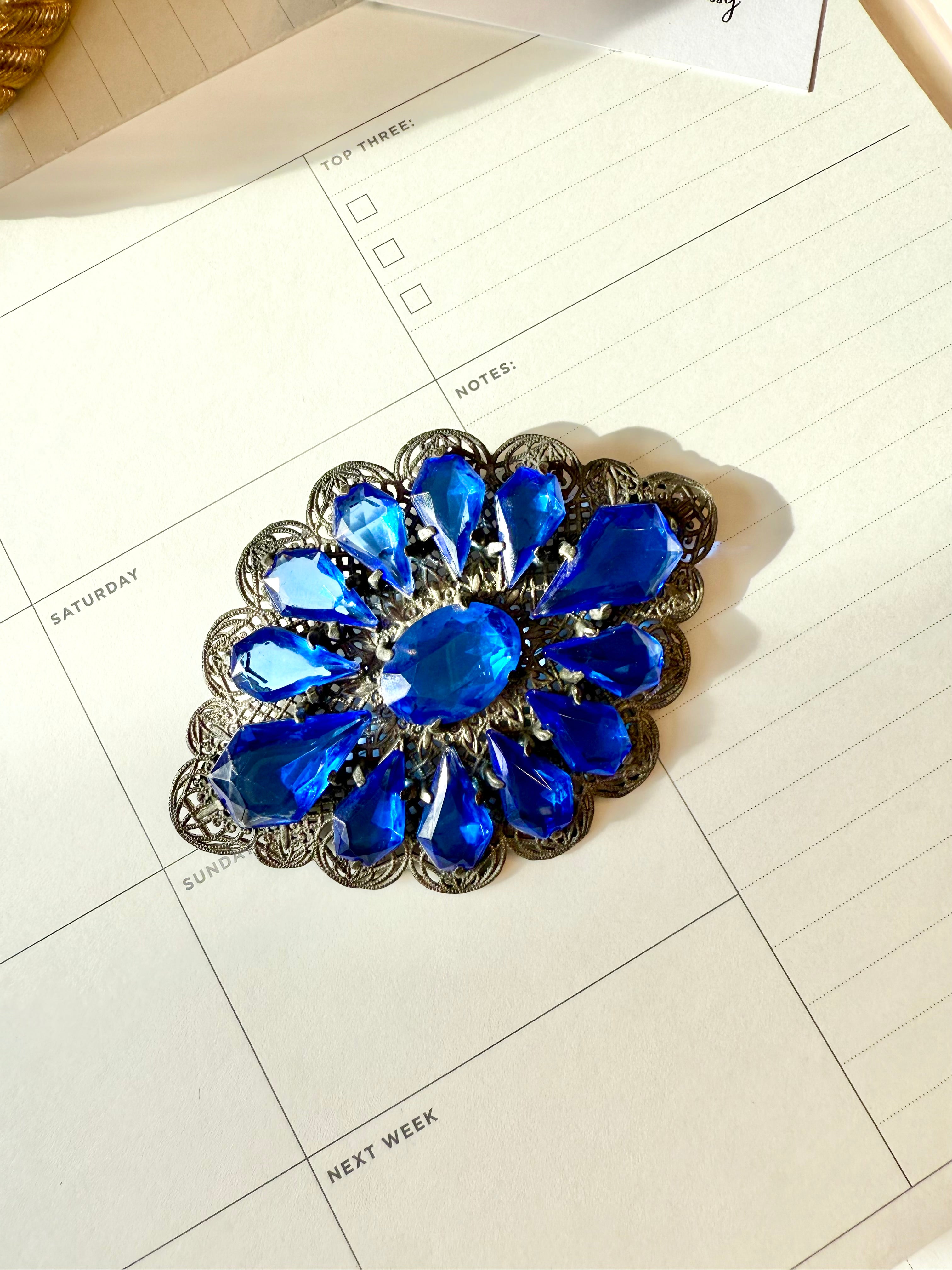 The most divine 1940's sapphire glass stunning brooch!