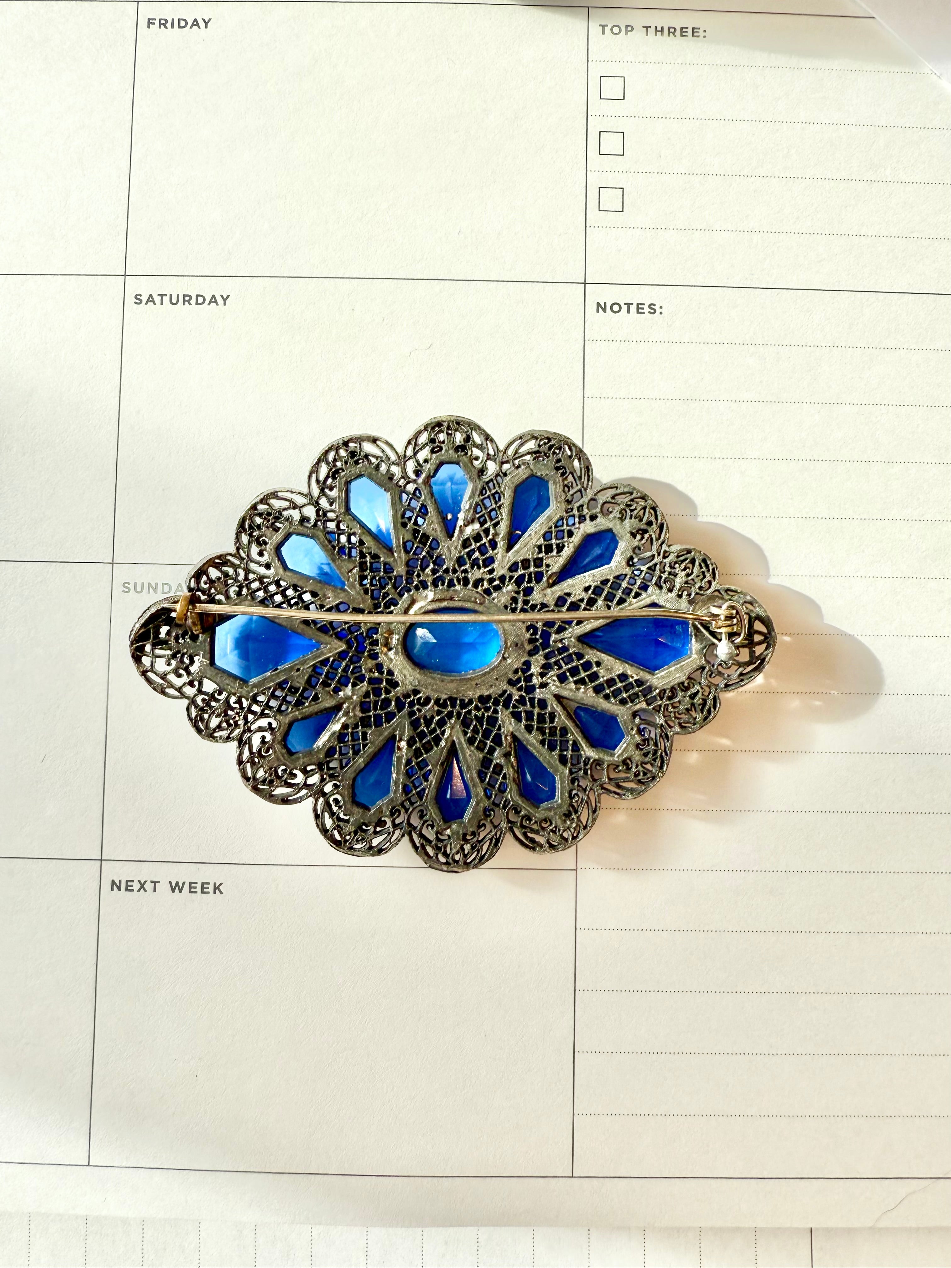 The most divine 1940's sapphire glass stunning brooch!