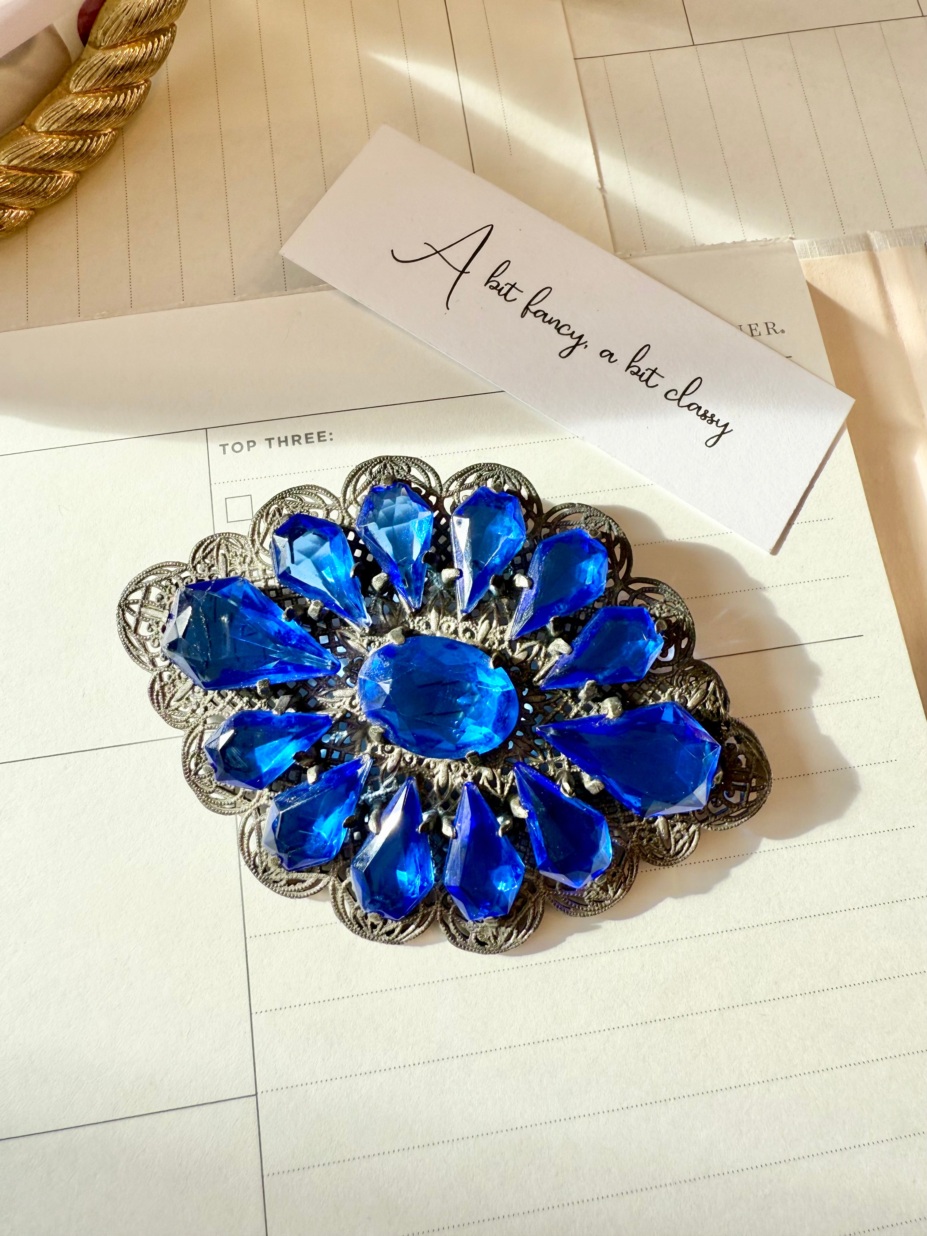 The most divine 1940's sapphire glass stunning brooch!