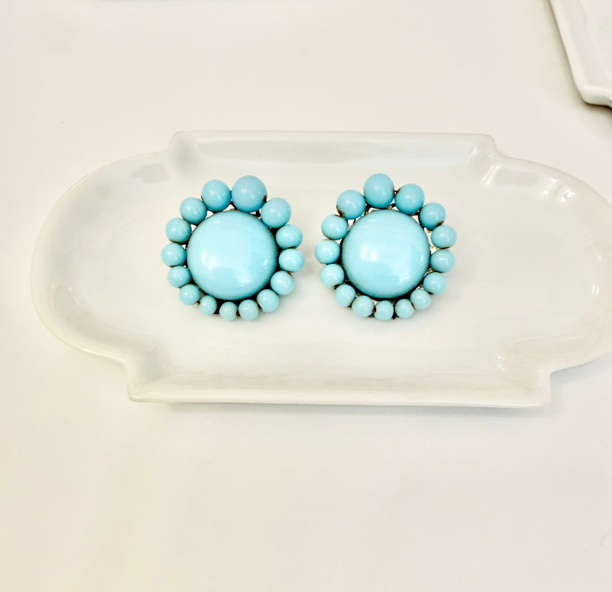 The most elegant italian glass button earrings....perfect color