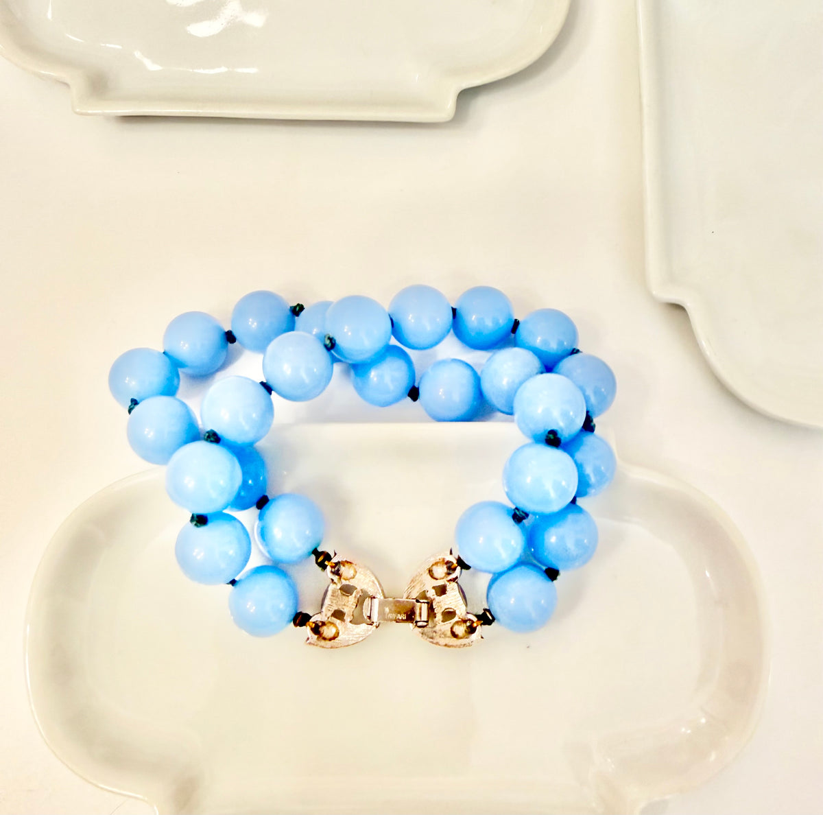 1960's lovely Trifari perwinkle blue divine bracelets...so feminine
