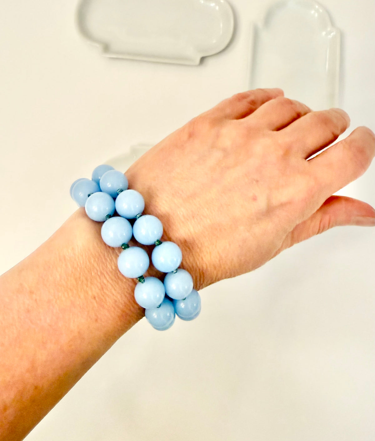 1960's lovely Trifari perwinkle blue divine bracelets...so feminine