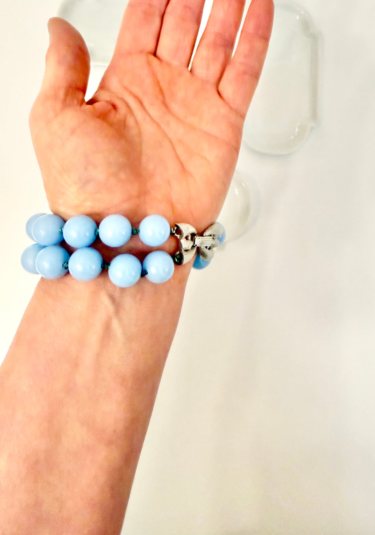 1960's lovely Trifari perwinkle blue divine bracelets...so feminine
