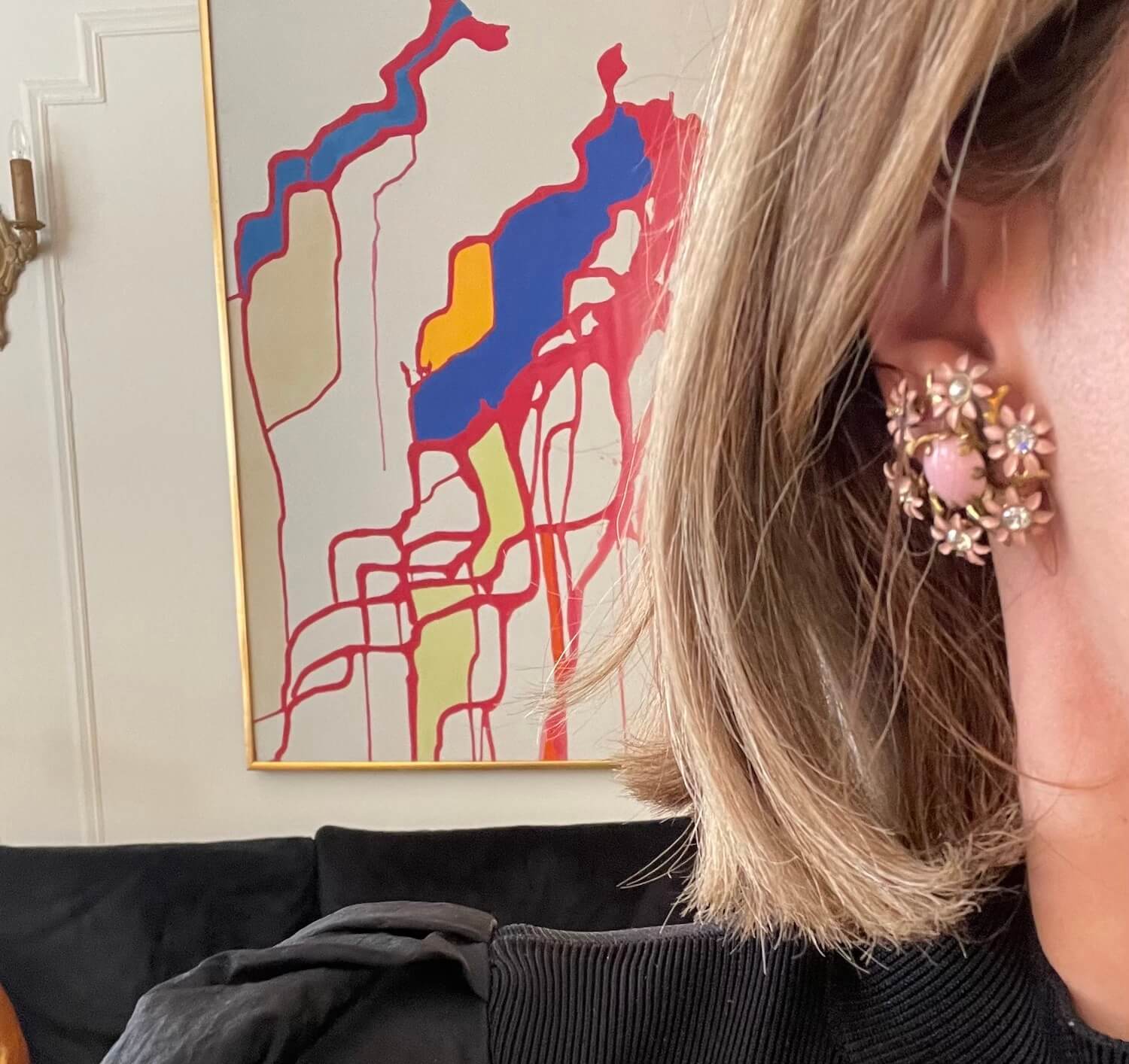 Vintage 1960’s tea party flower clip on earrings