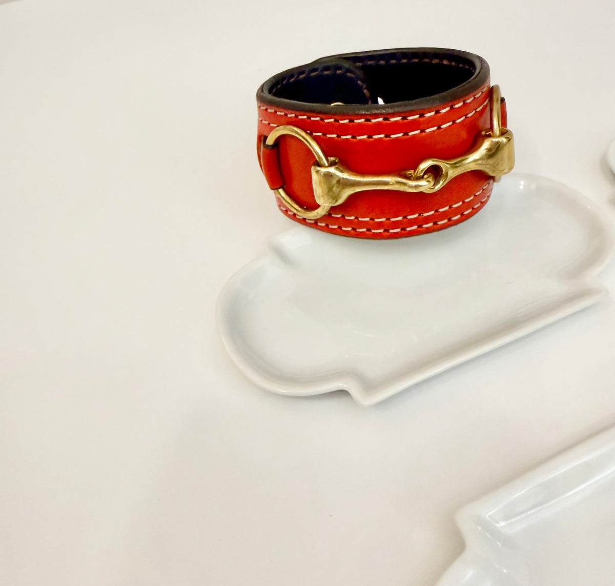 Preppy Rebecca ray equestrian red leather bracelet
