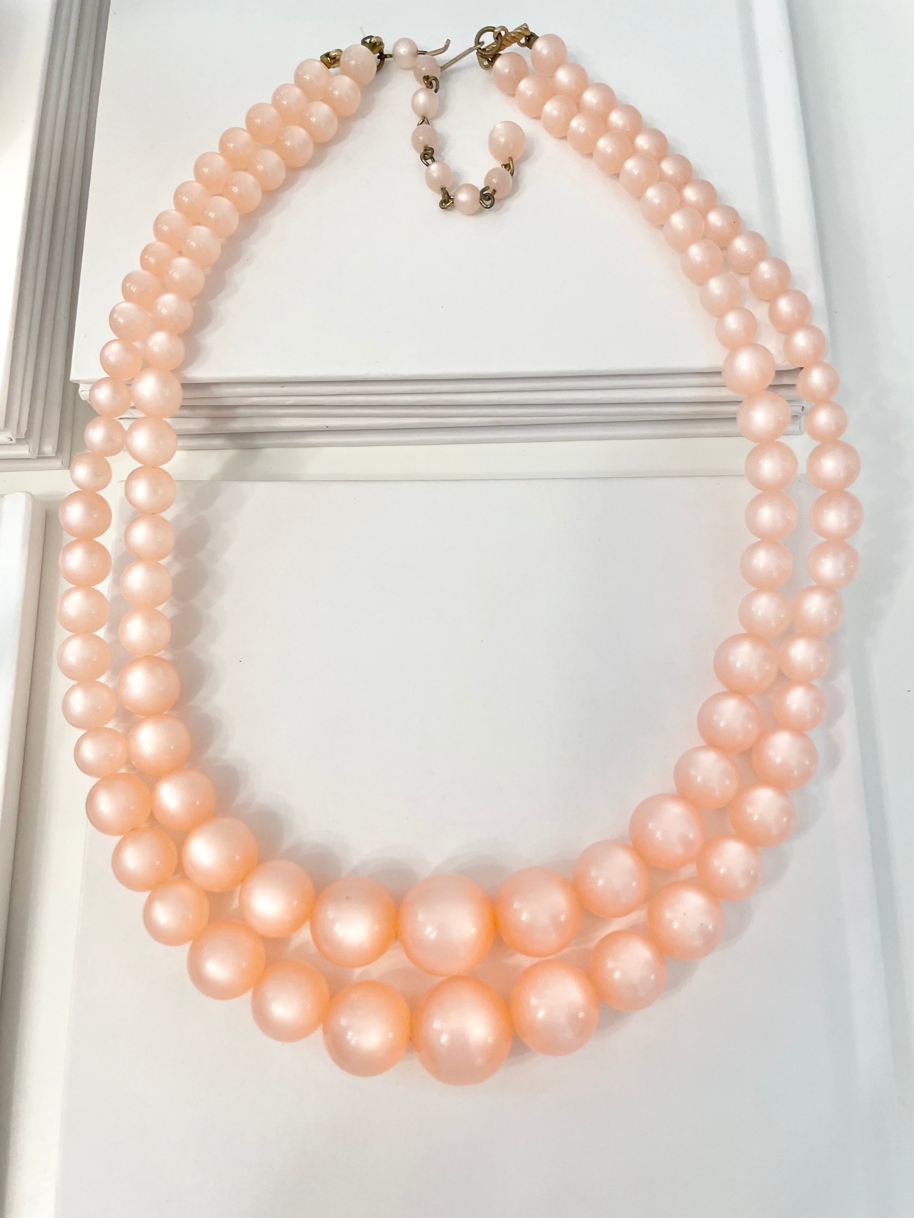 The most beautiful blush colored moon glow, classy double strand necklace...Oh so feminine