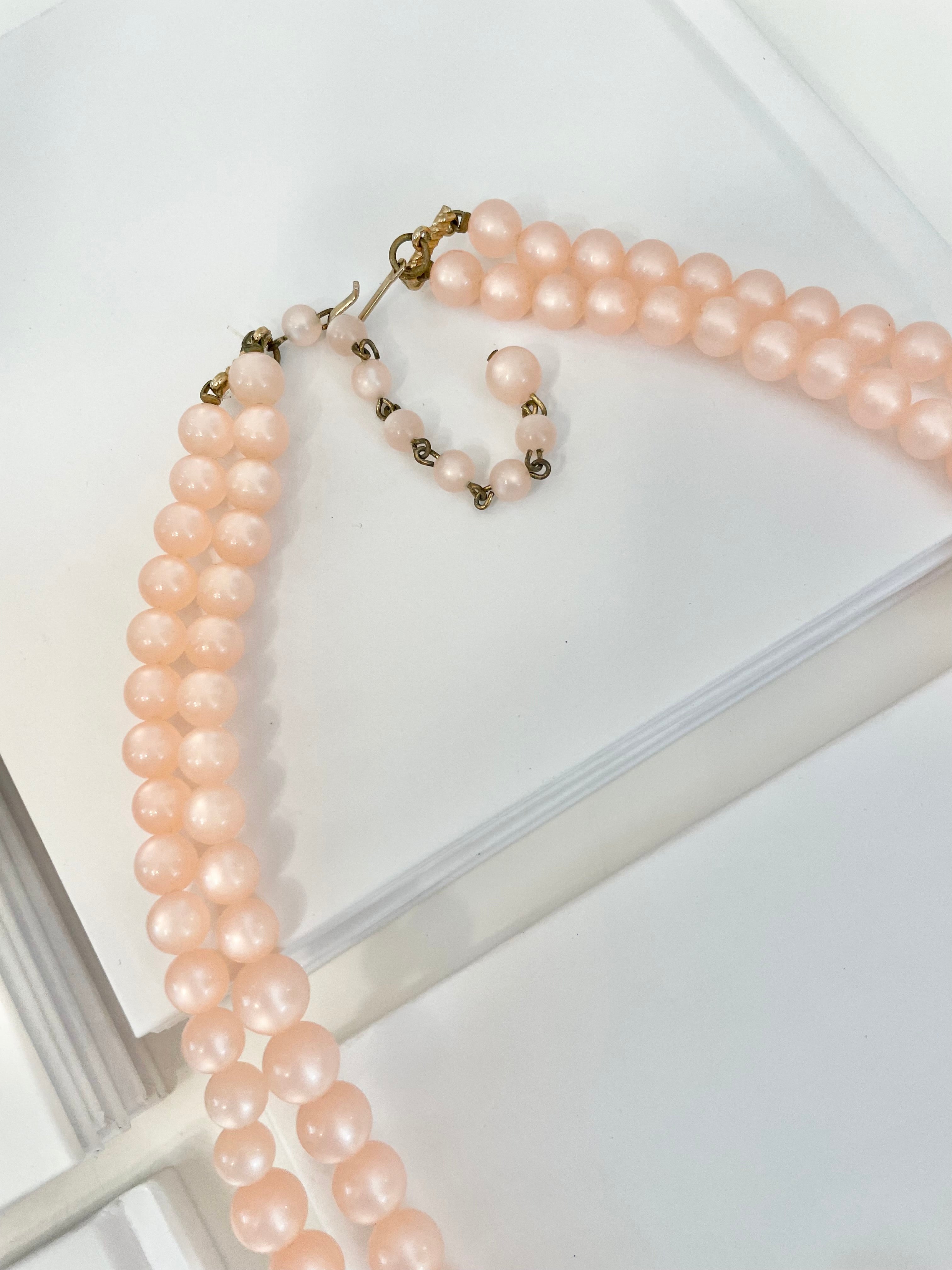 The most beautiful blush colored moon glow, classy double strand necklace...Oh so feminine