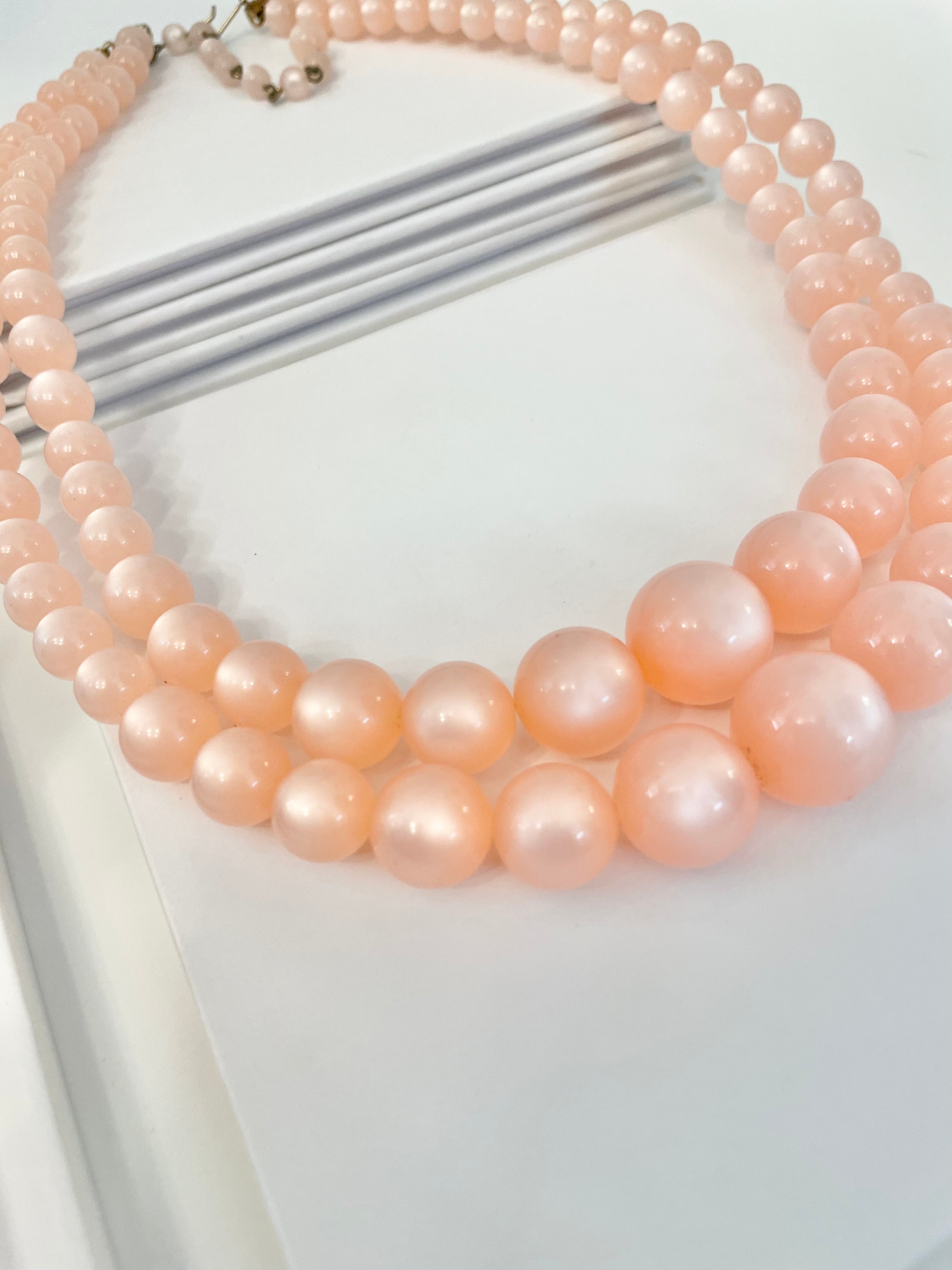 The most beautiful blush colored moon glow, classy double strand necklace...Oh so feminine