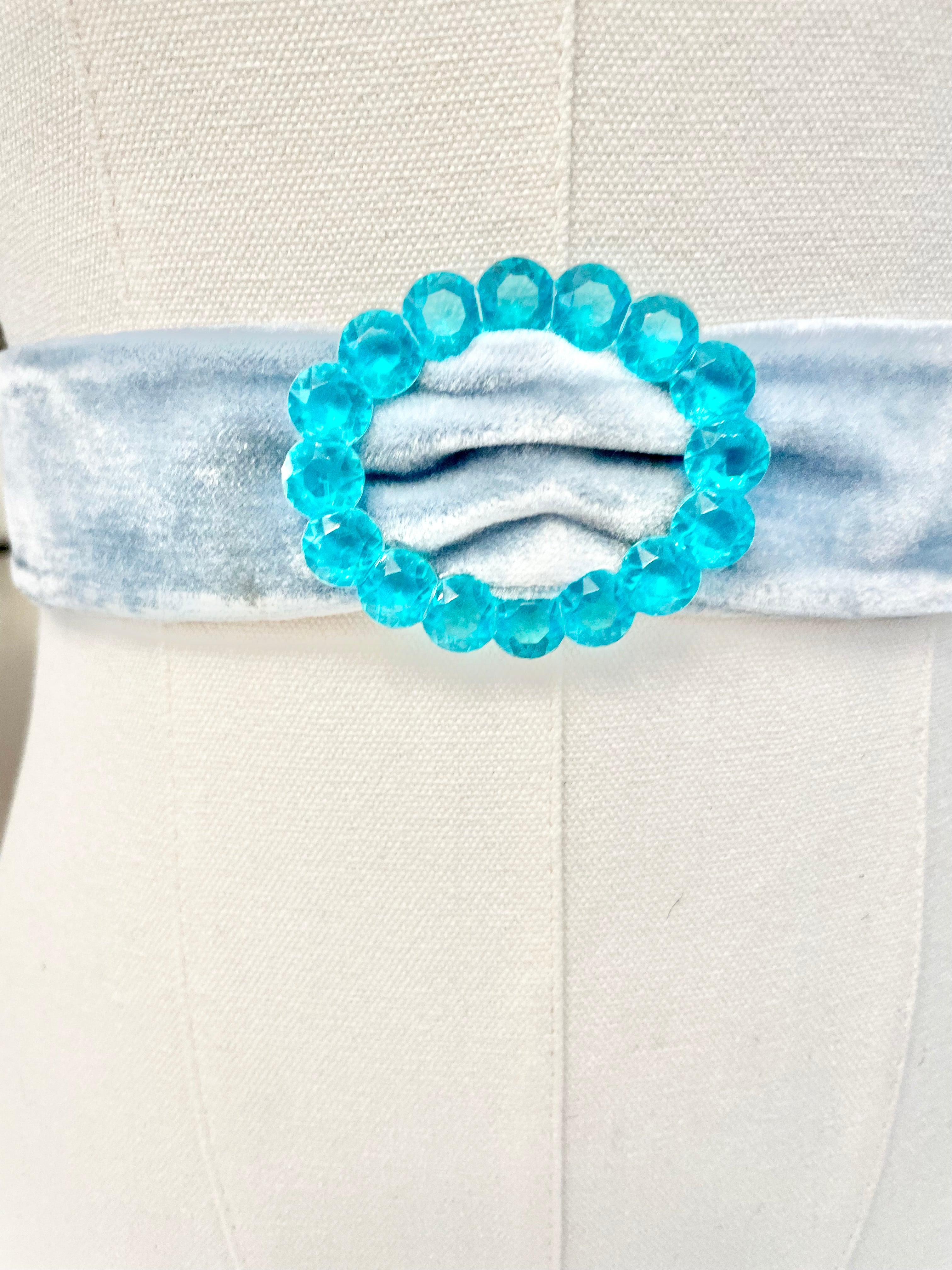 The most divine blue and aqua velvet dress belt!
