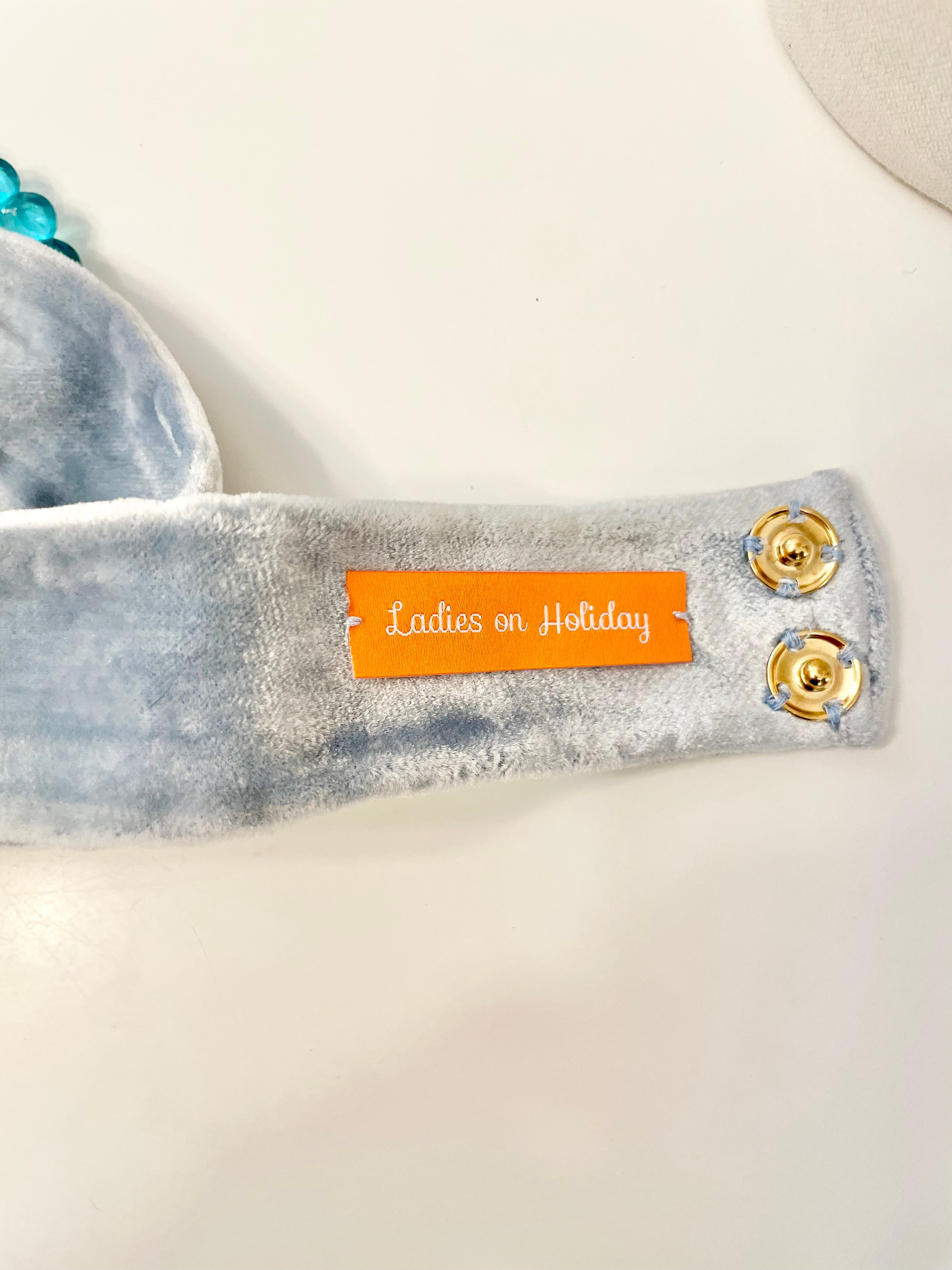 The most divine blue and aqua velvet dress belt!