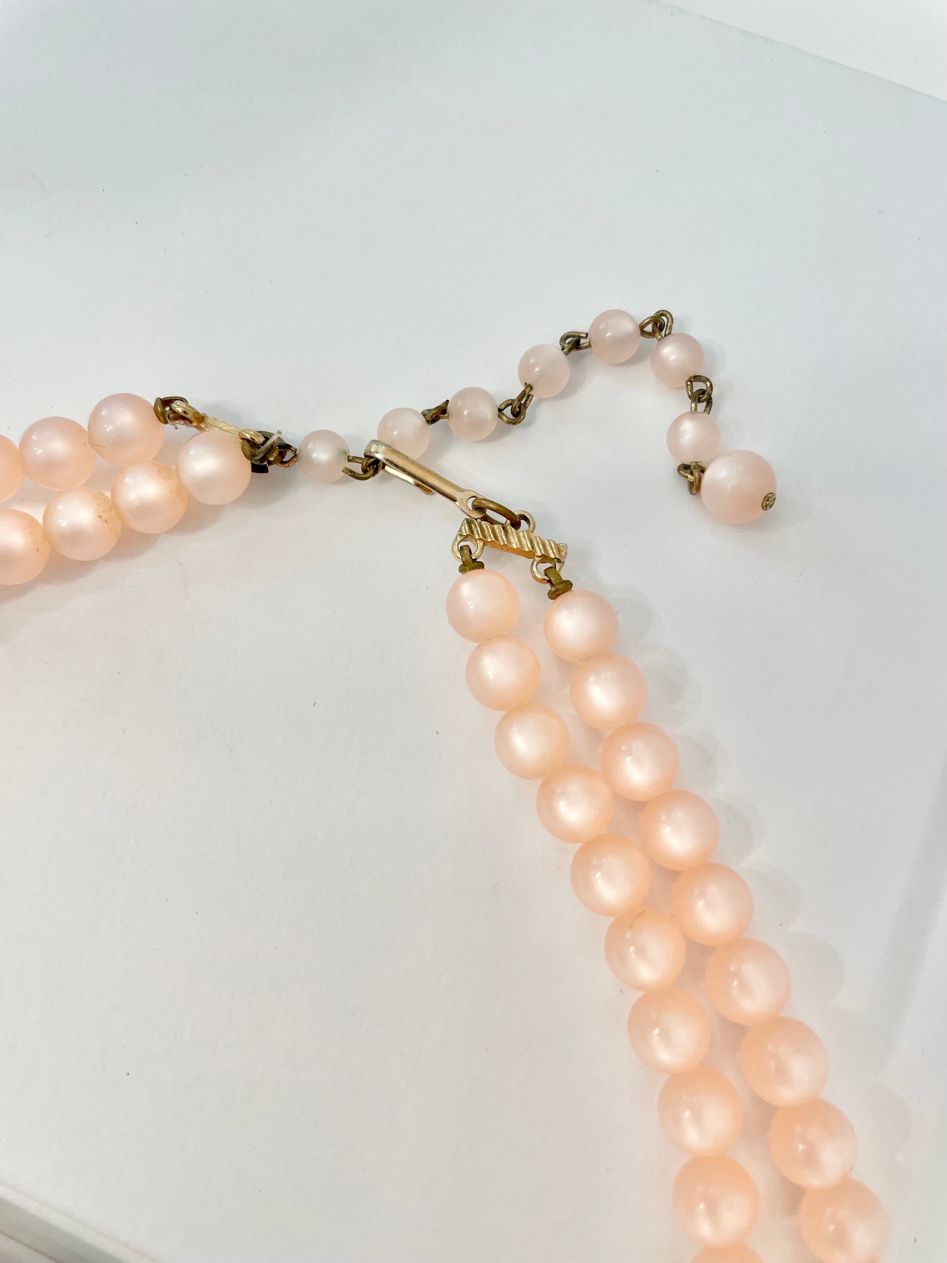 The most beautiful blush colored moon glow, classy double strand necklace...Oh so feminine