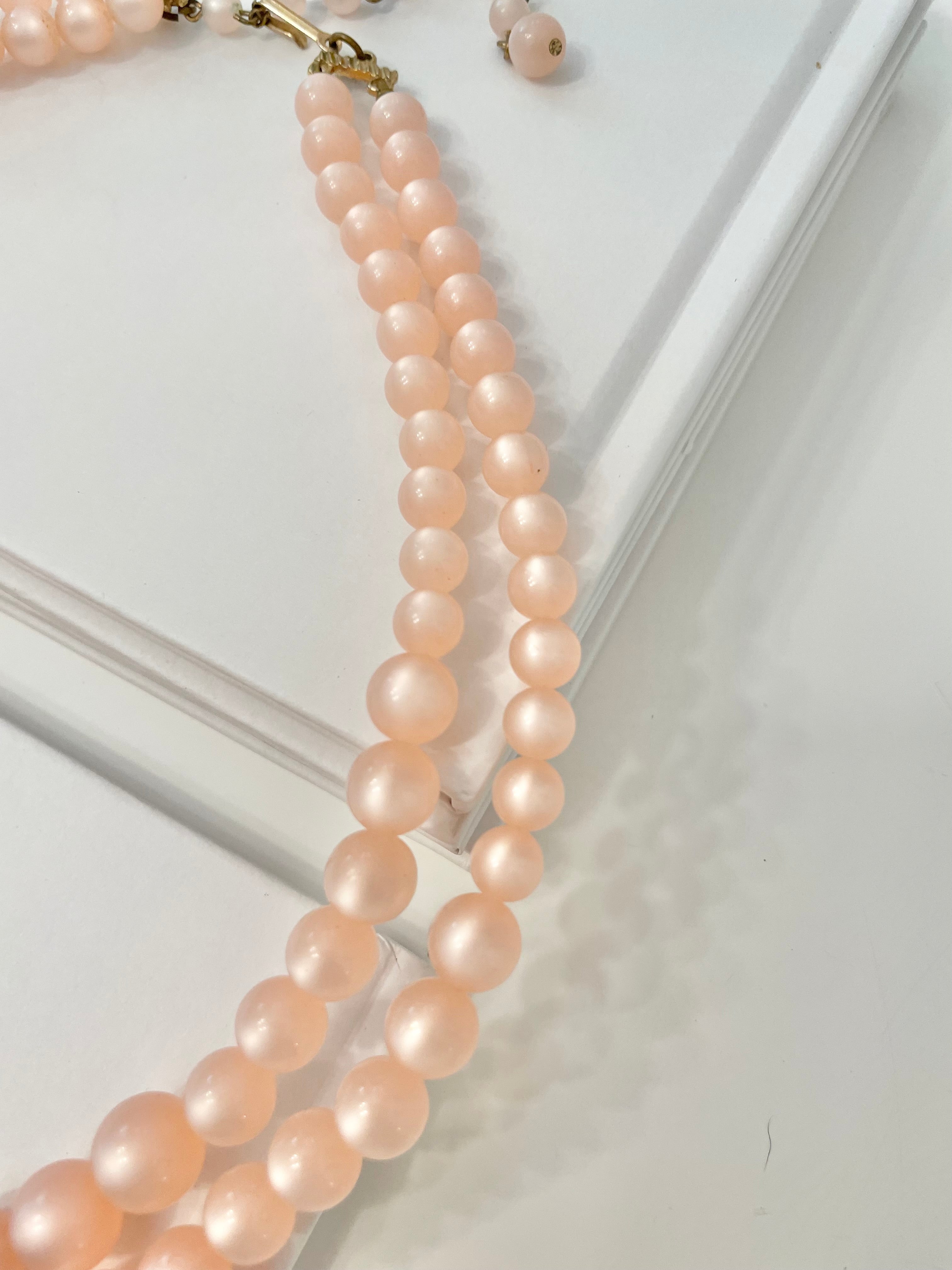 The most beautiful blush colored moon glow, classy double strand necklace...Oh so feminine