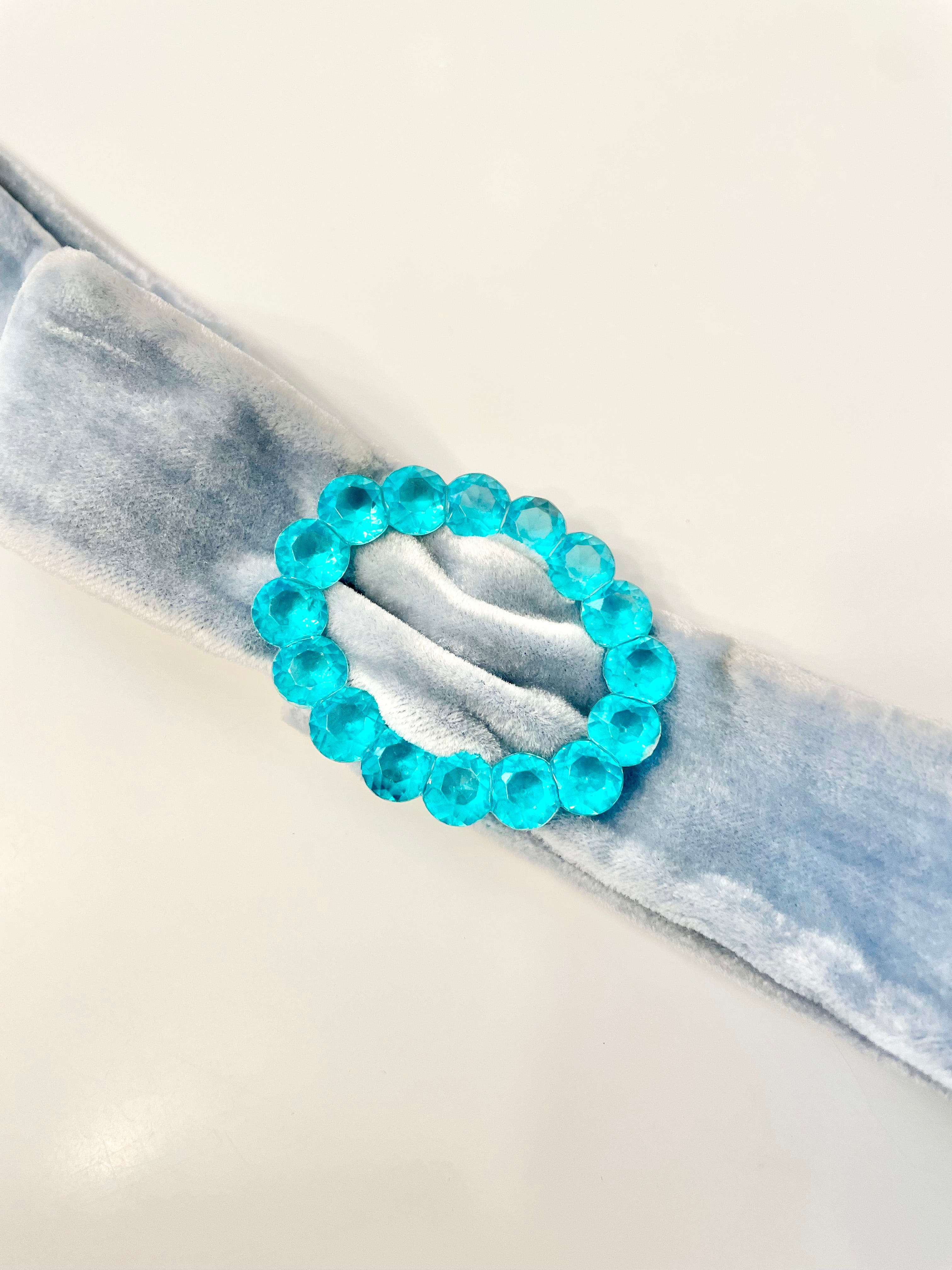 The most divine blue and aqua velvet dress belt!