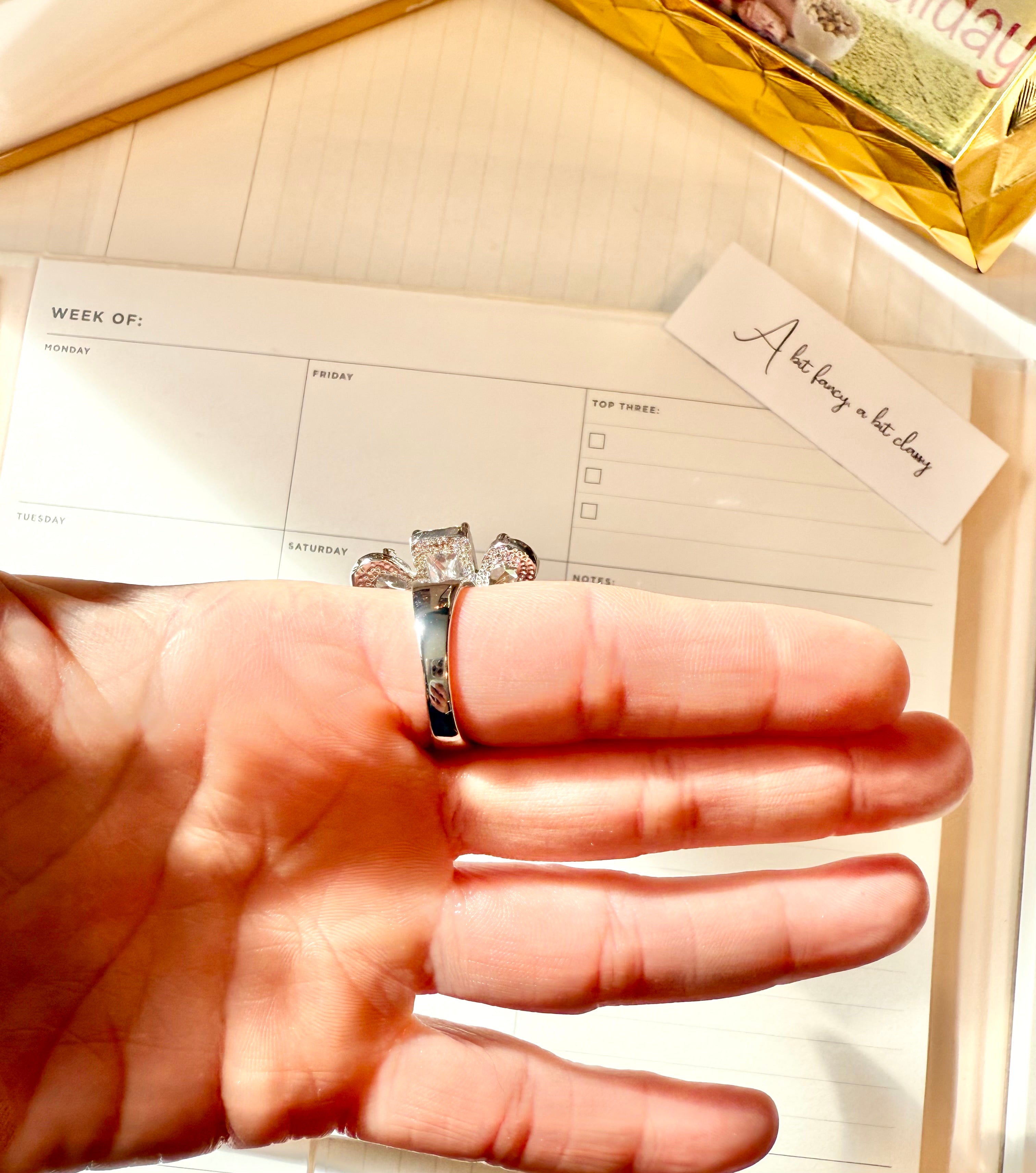 Truly lovely glass, and faux pearl cocktail ring...