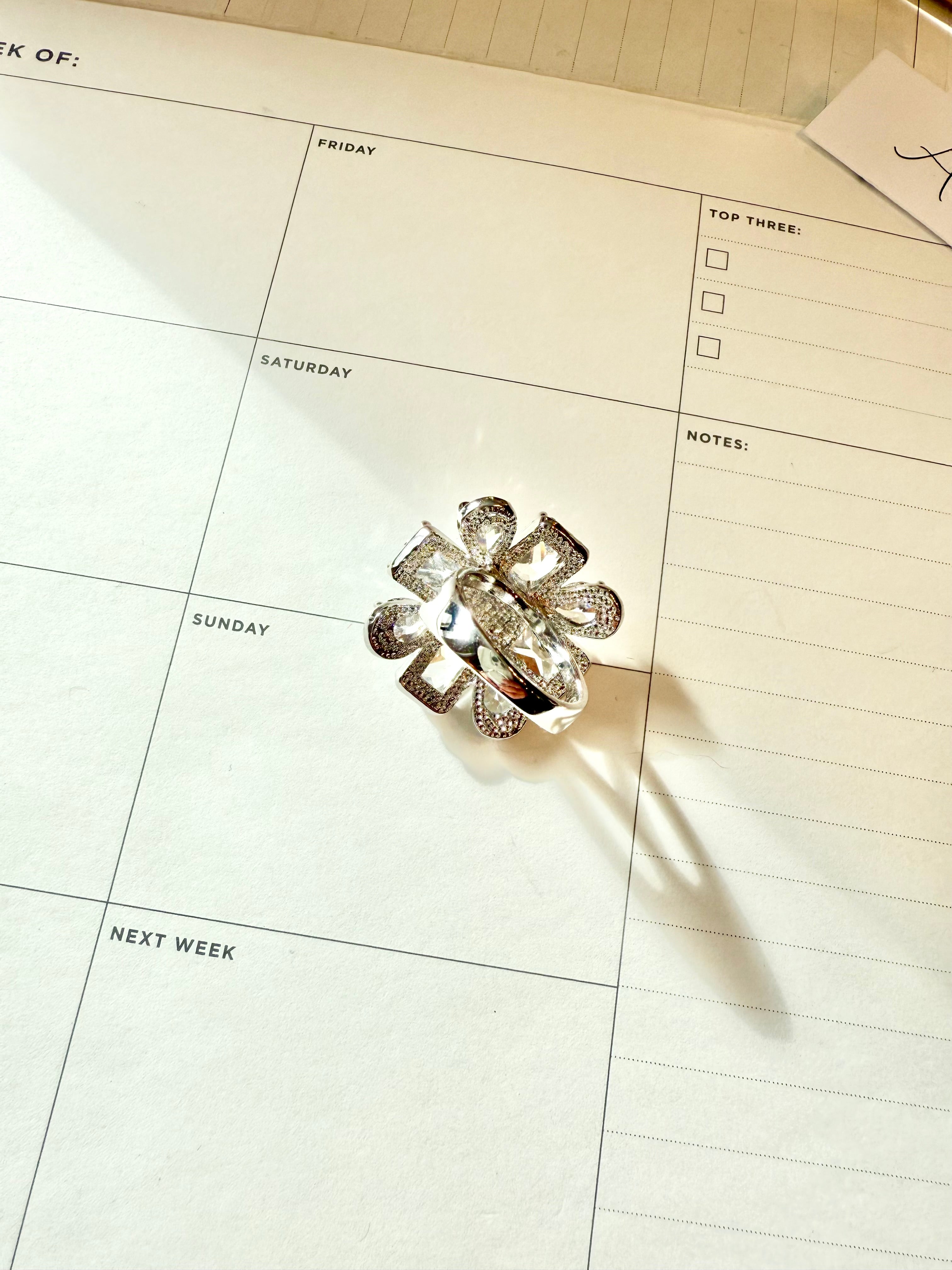 Truly lovely glass, and faux pearl cocktail ring...