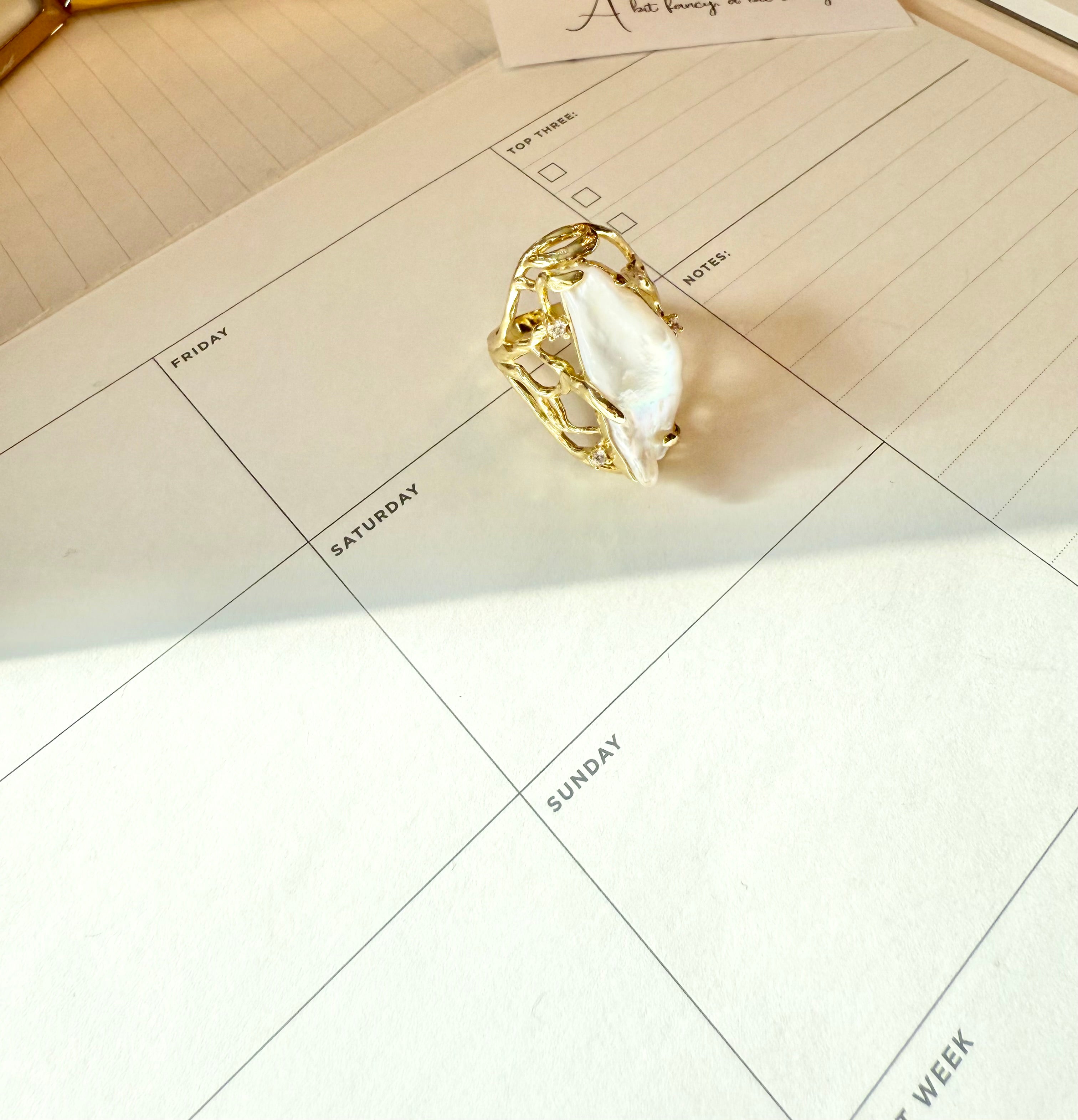 The most divine faux baroque pearl cocktail ring...so fabulous