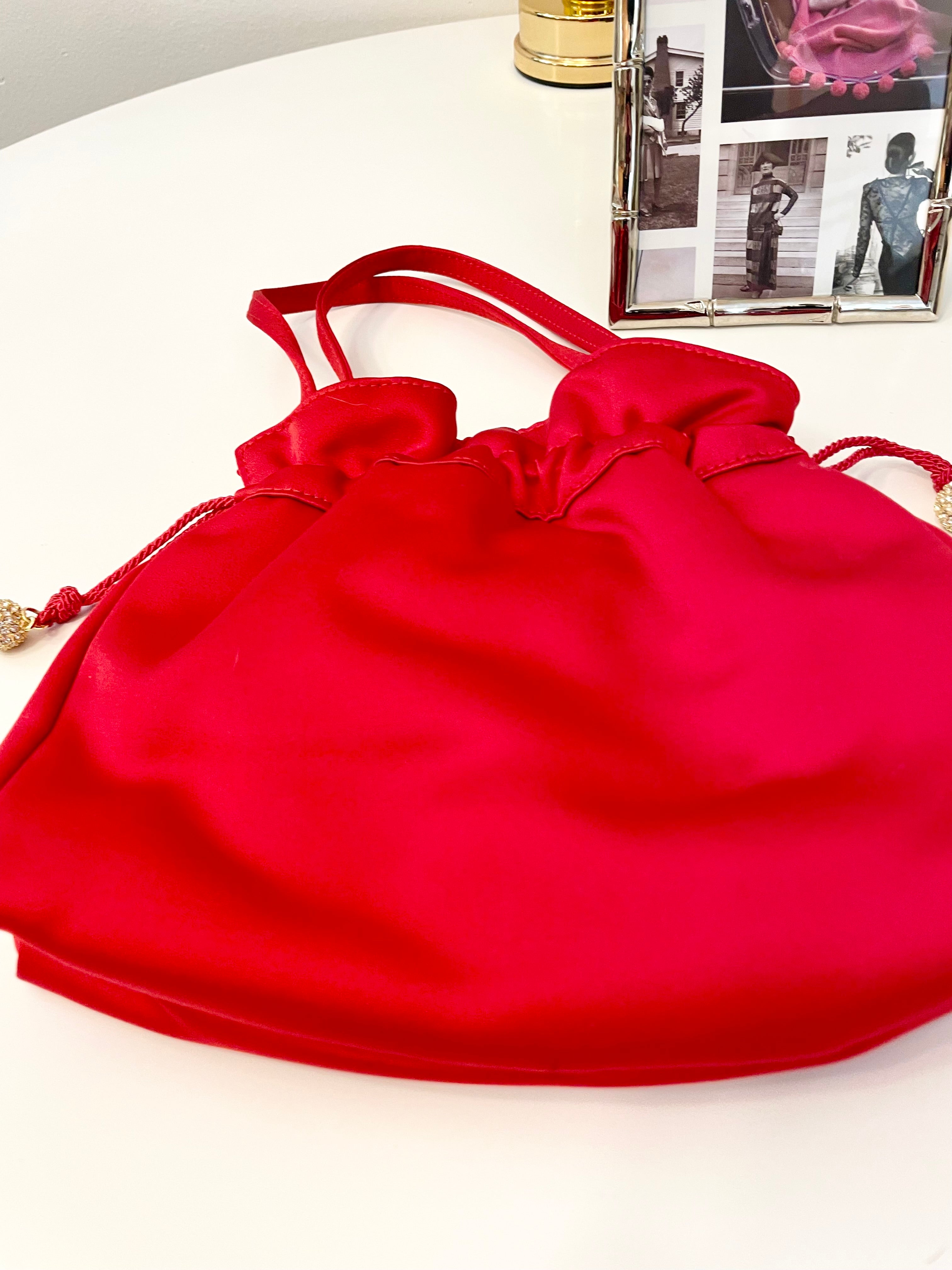 Susan Gail stunning crimson red satin evening bag... so sassy