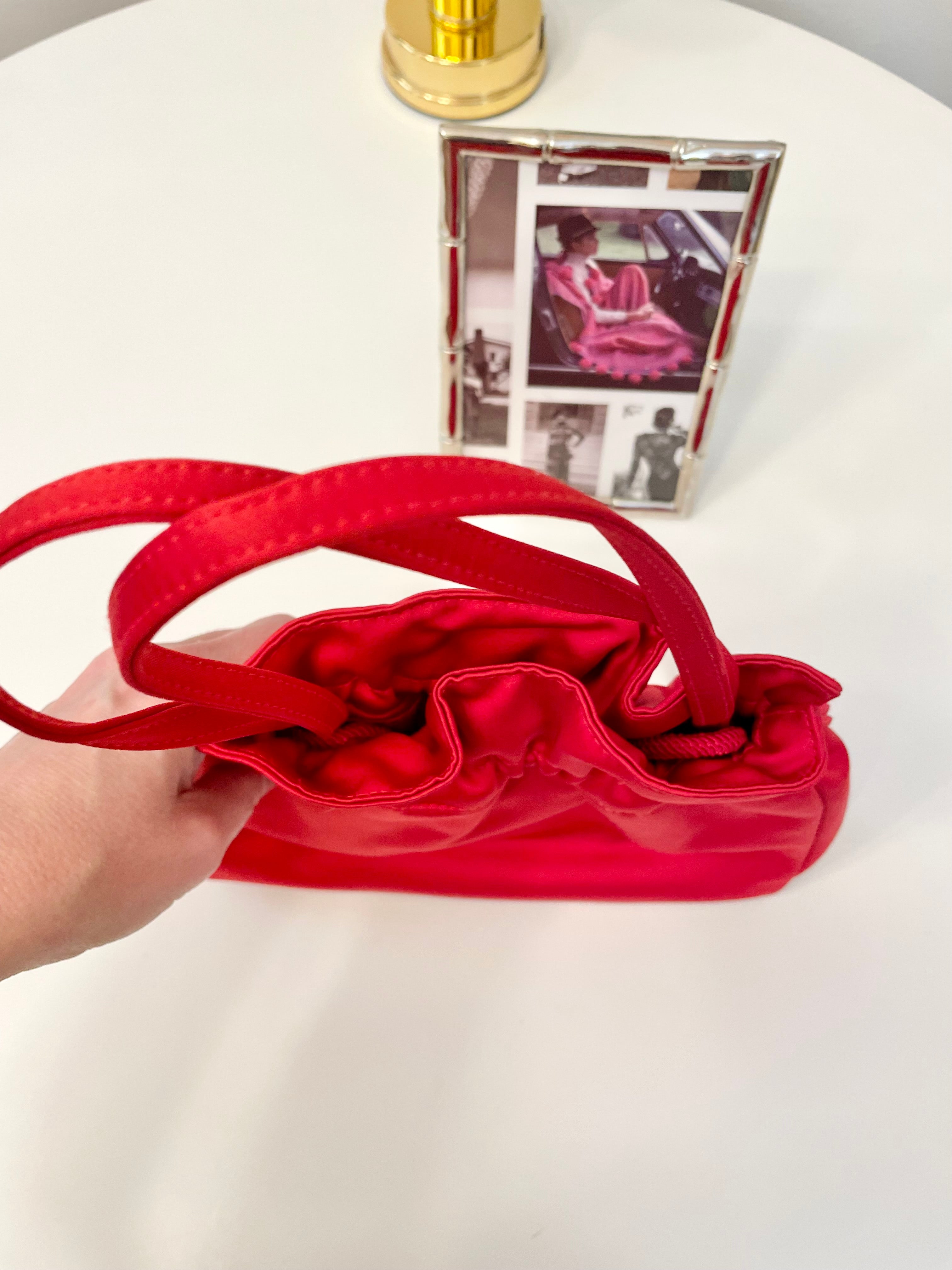Susan Gail stunning crimson red satin evening bag... so sassy