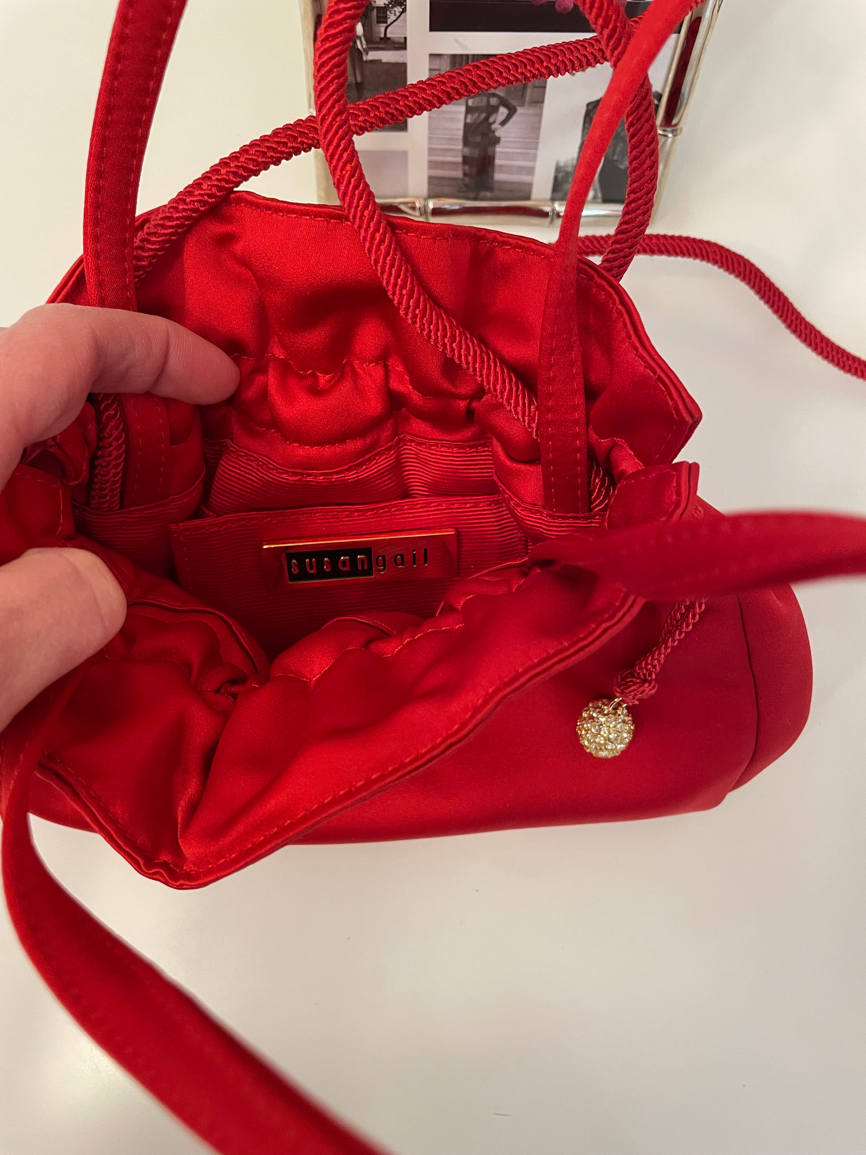 Susan Gail stunning crimson red satin evening bag... so sassy