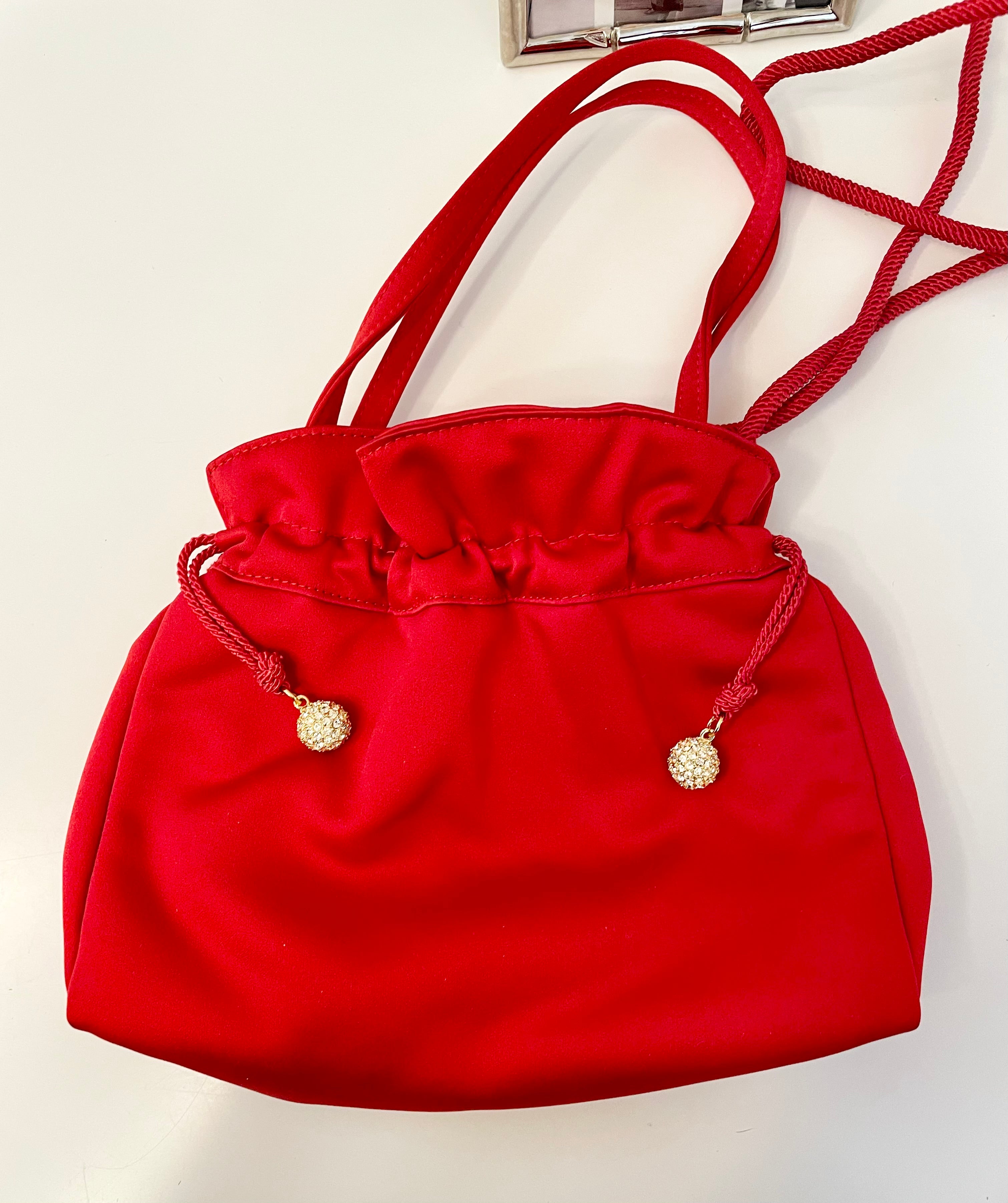 Susan Gail stunning crimson red satin evening bag... so sassy