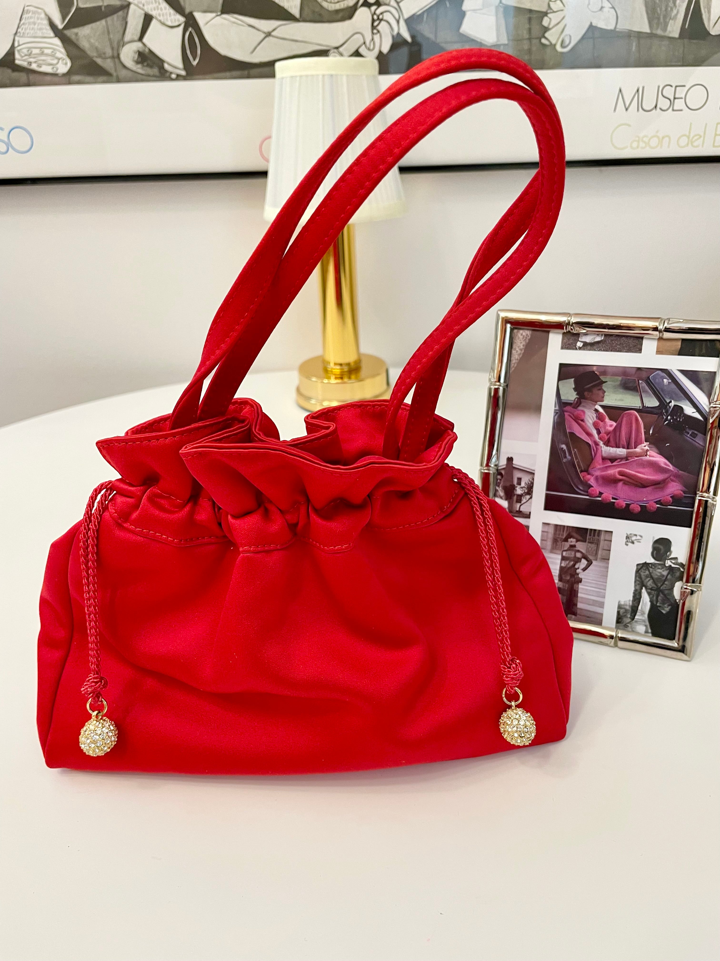 Susan Gail stunning crimson red satin evening bag... so sassy