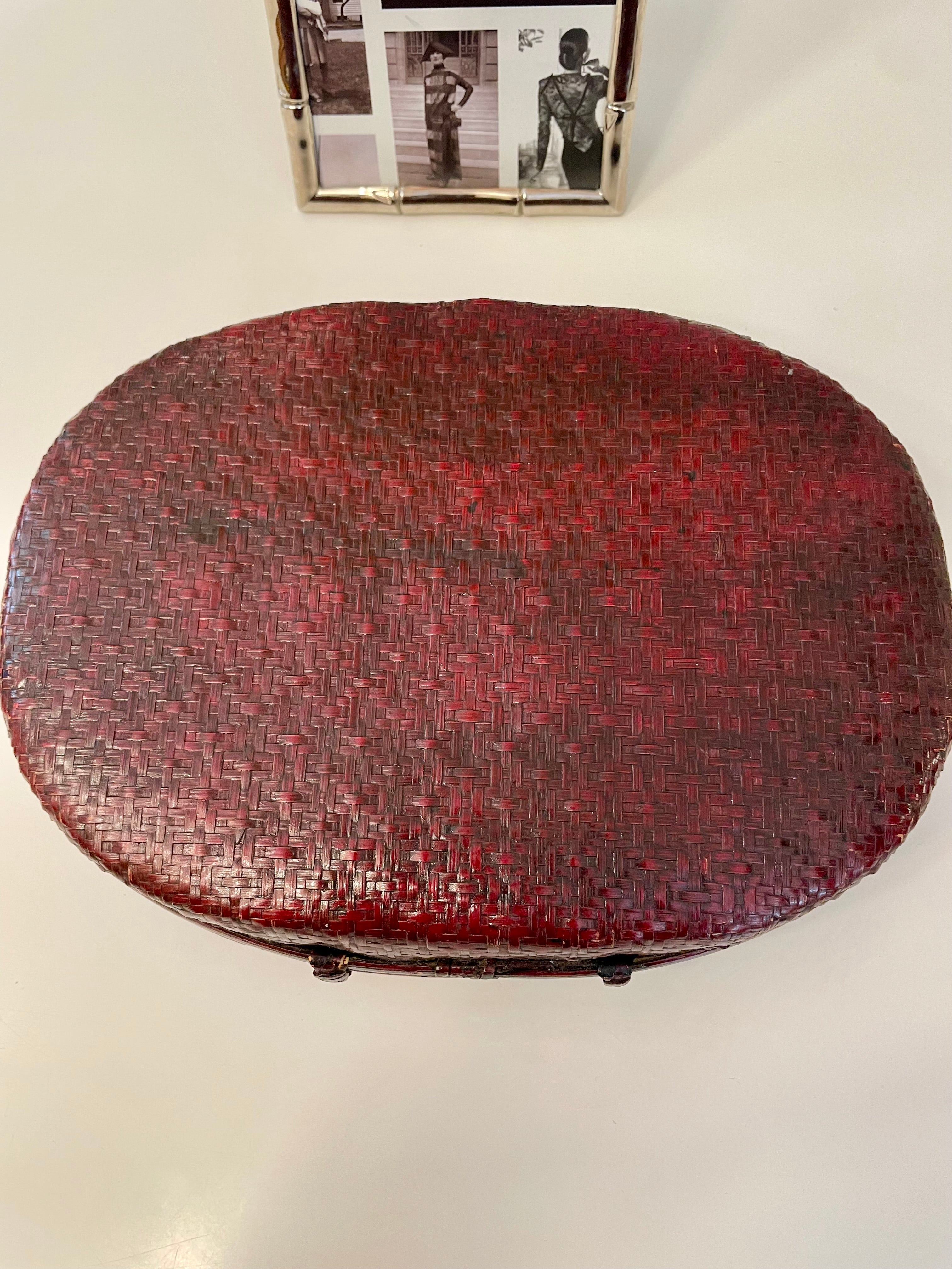1950's French wicker clutch bag with sassy adornment..
