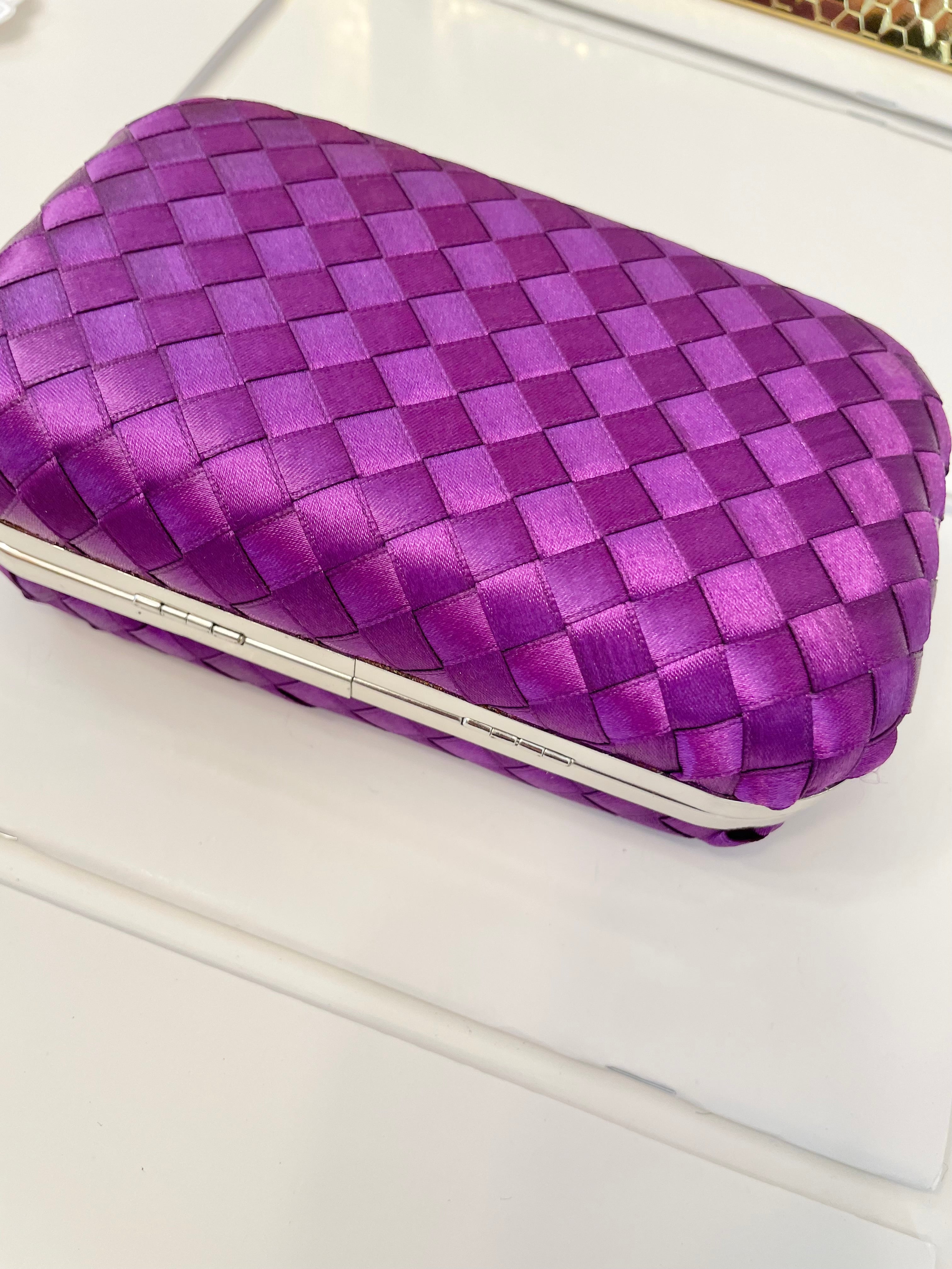 The most classy violet colored satin box bag... so chic