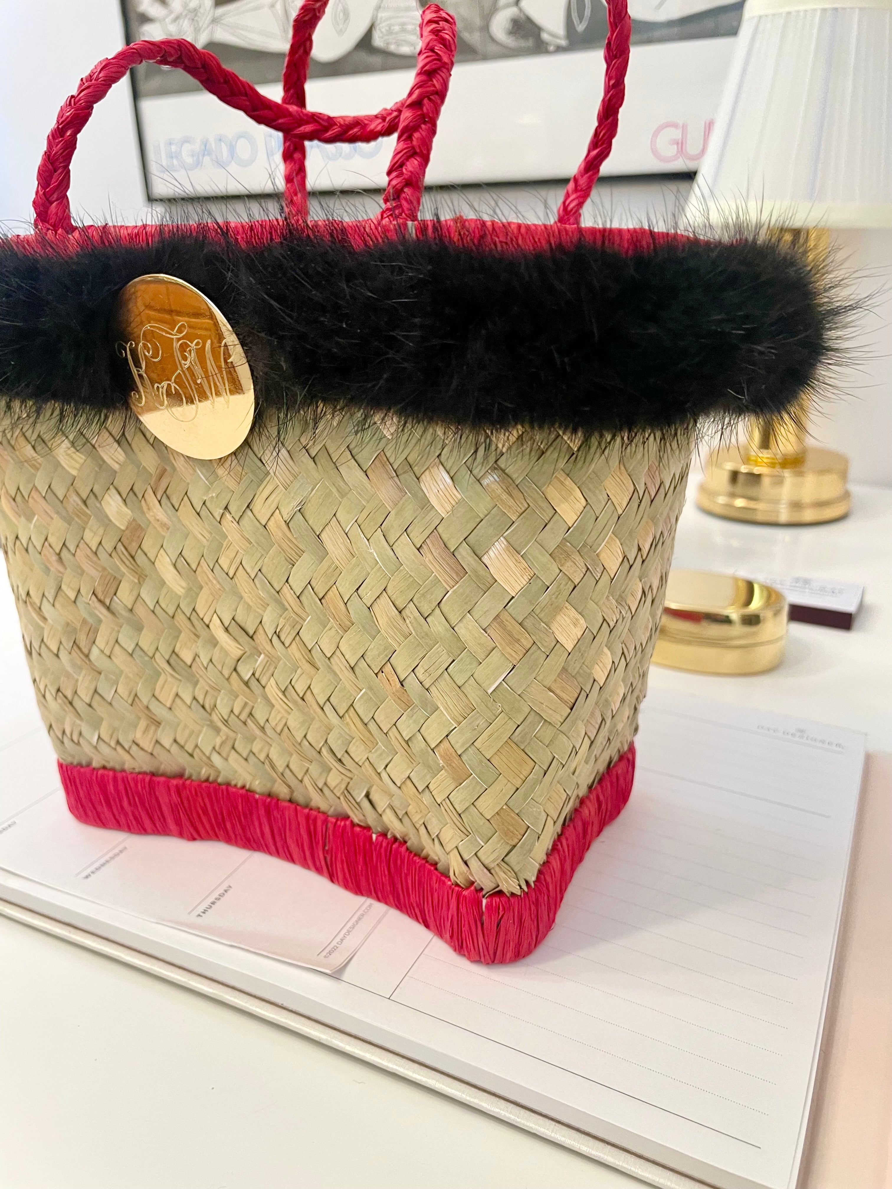 The most divine fox fur trim basket bag.... so preppy