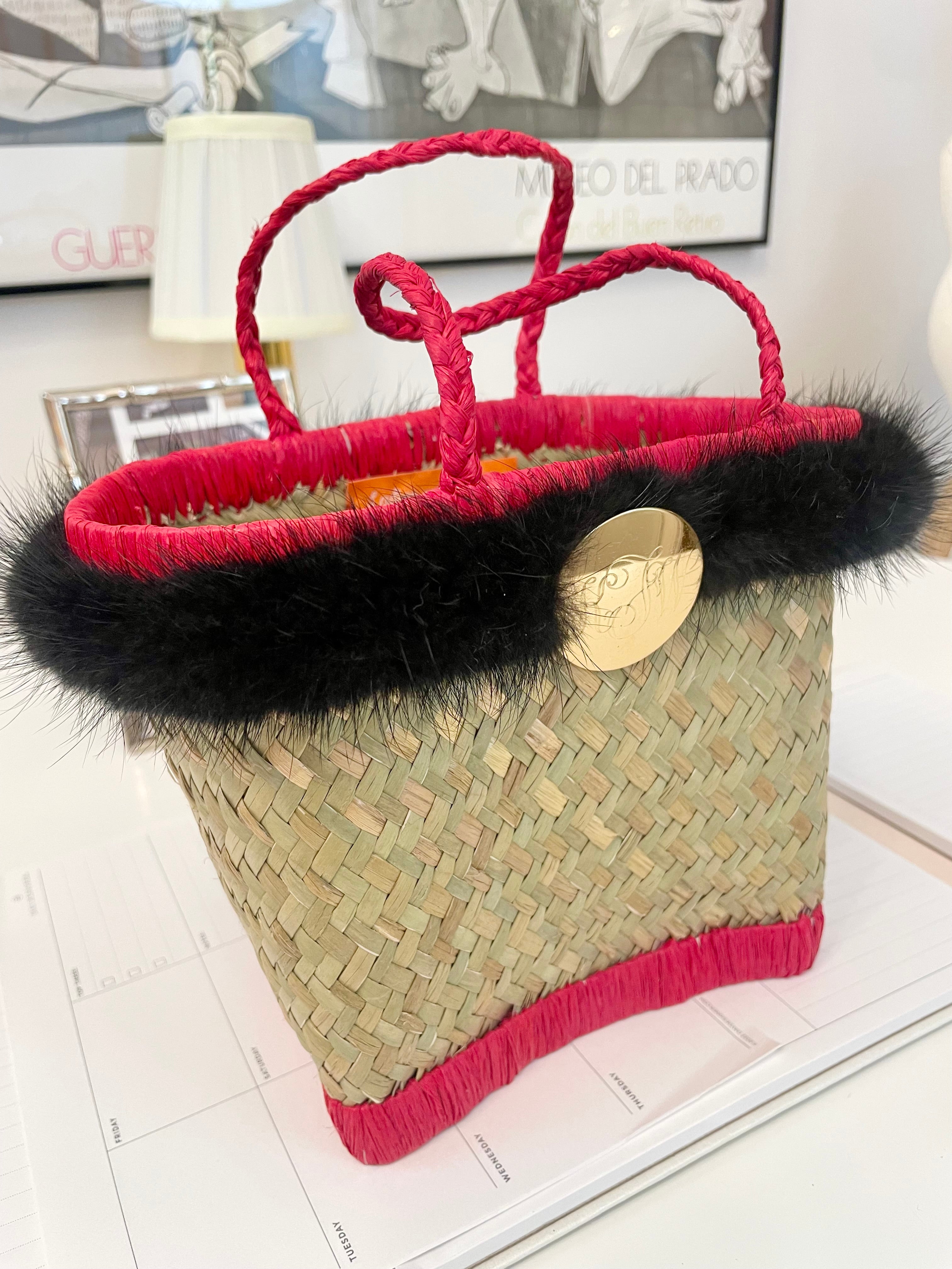 The most divine fox fur trim basket bag.... so preppy