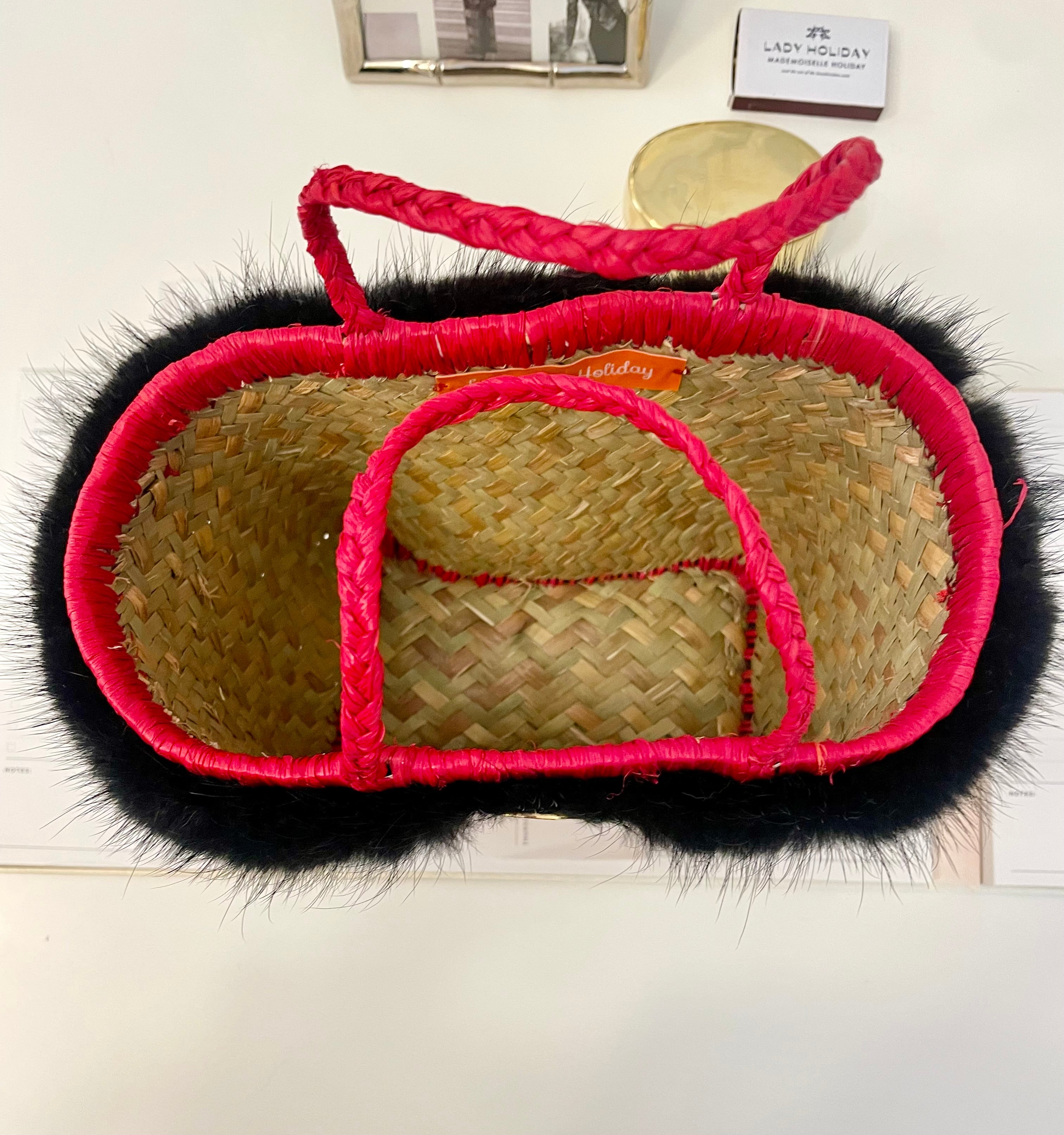 The most divine fox fur trim basket bag.... so preppy