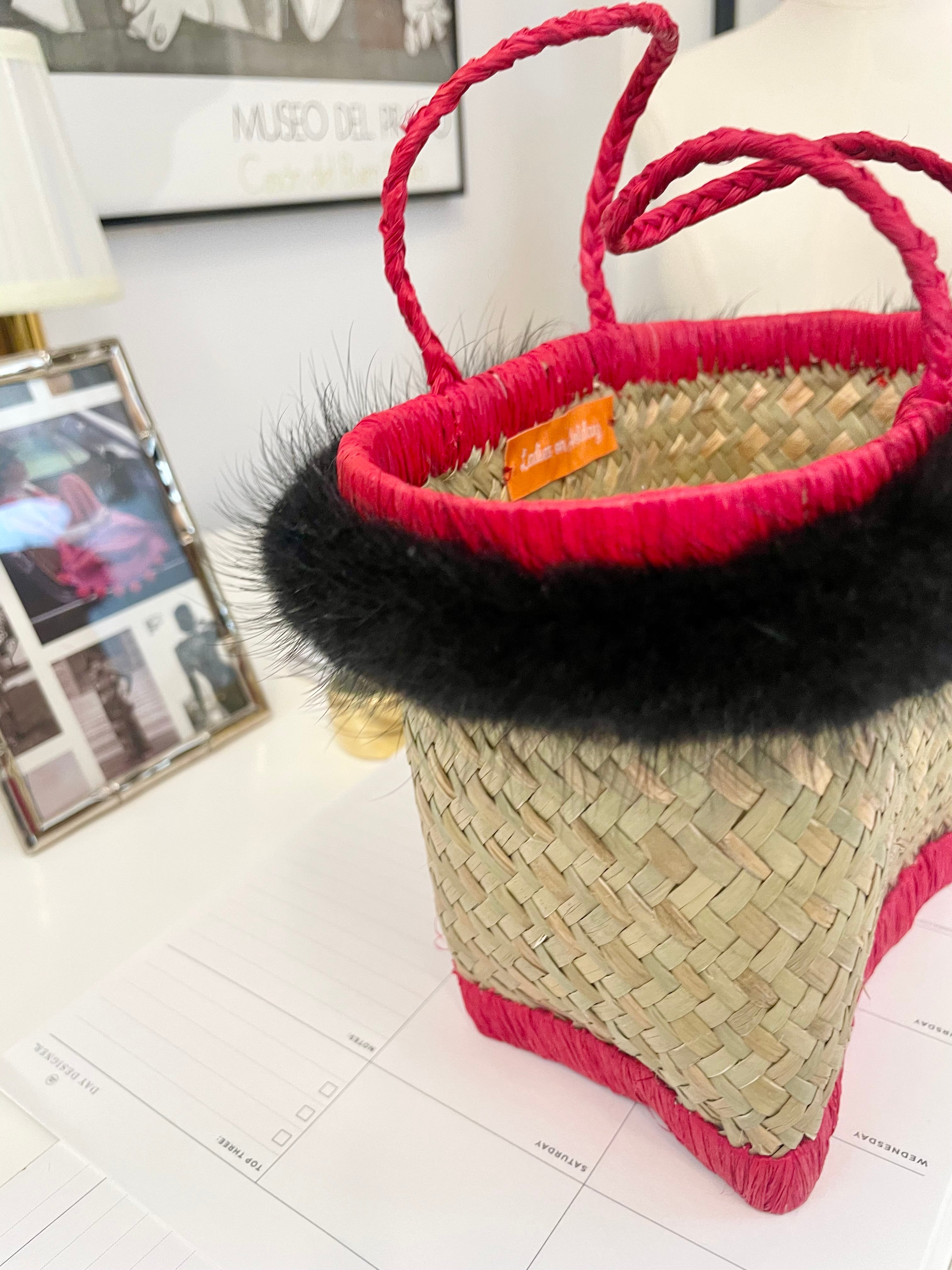 The most divine fox fur trim basket bag.... so preppy