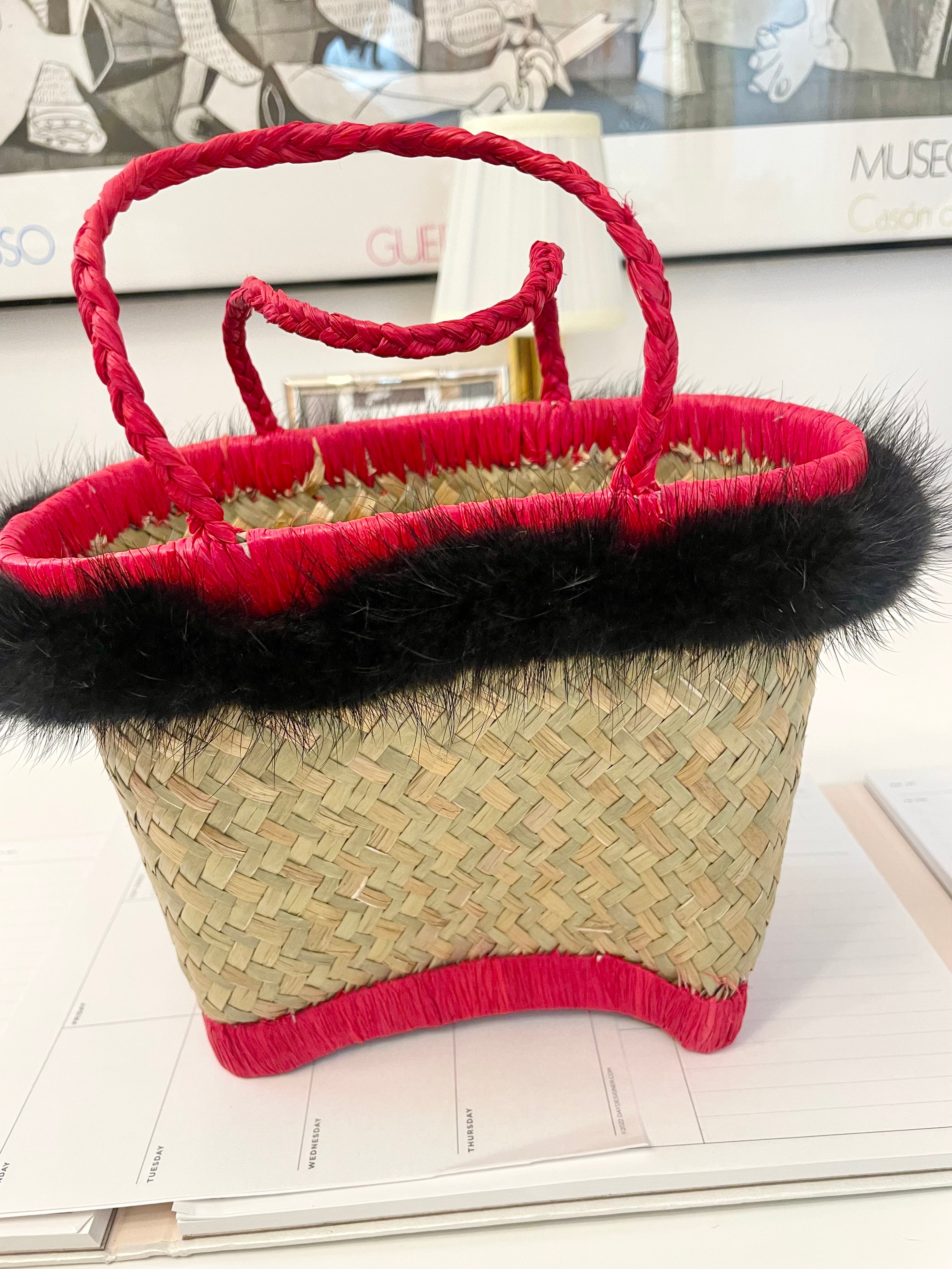 The most divine fox fur trim basket bag.... so preppy