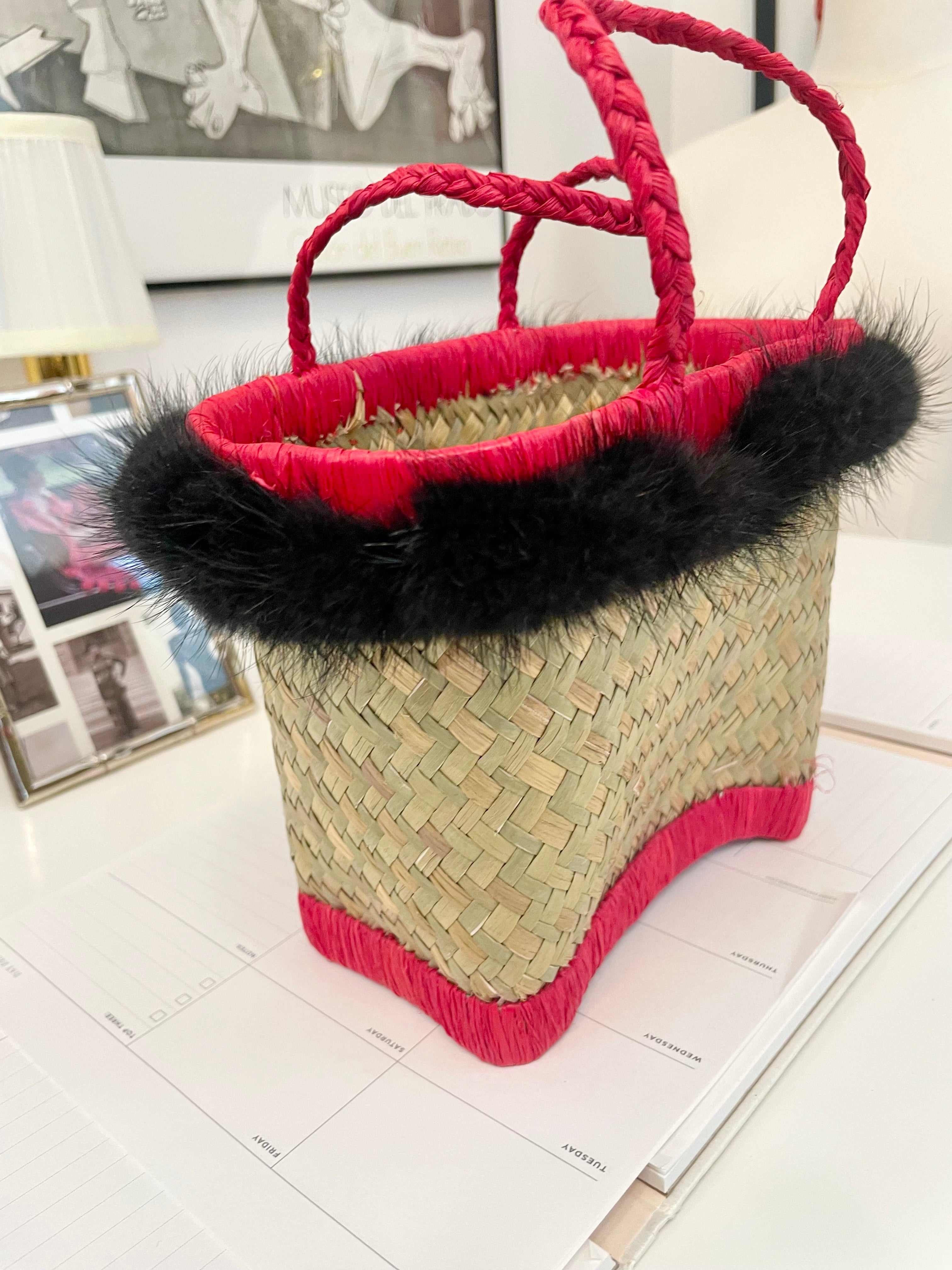 The most divine fox fur trim basket bag.... so preppy