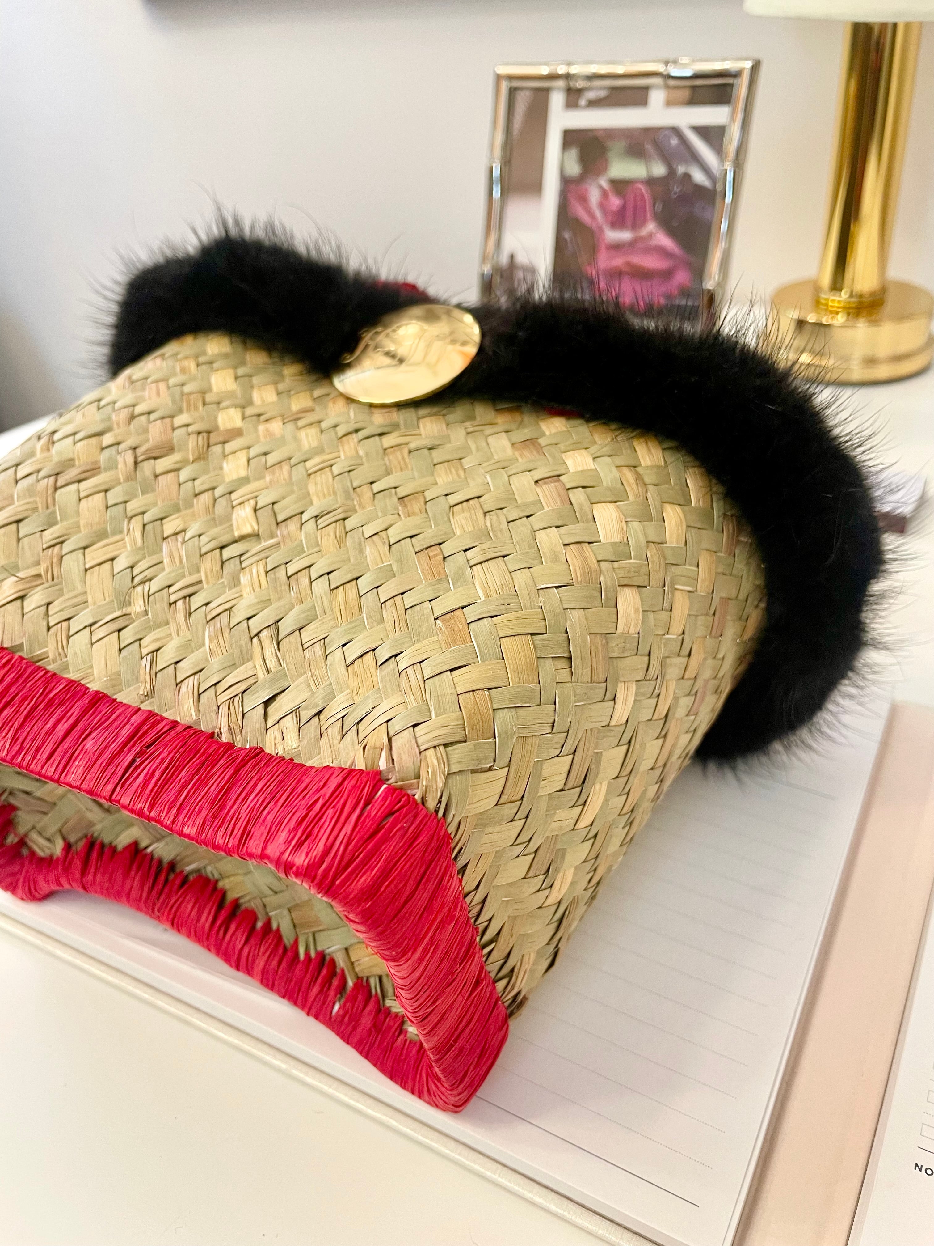 The most divine fox fur trim basket bag.... so preppy